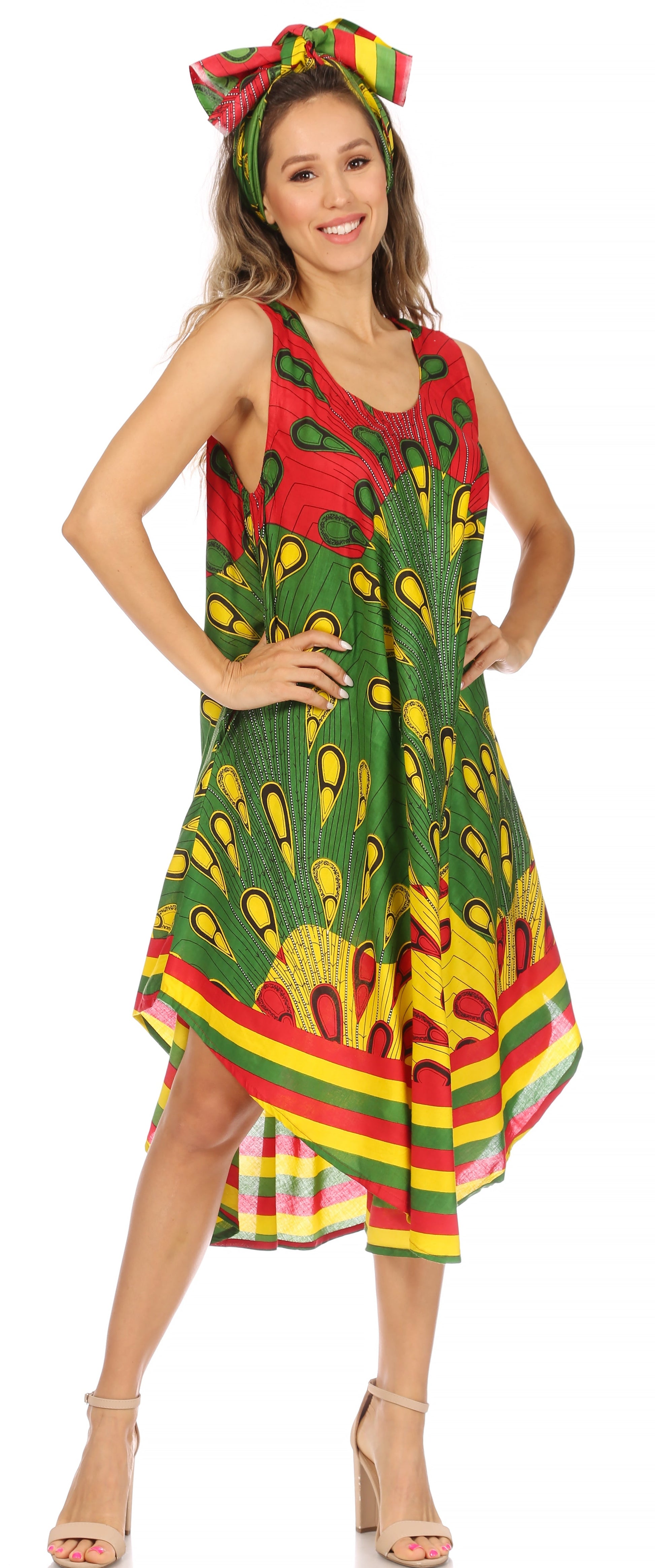 Sakkas Urbi Women's Casual African Print Beach Sleeveless Cover-up Caftan Dress - Concordia Style Boutique