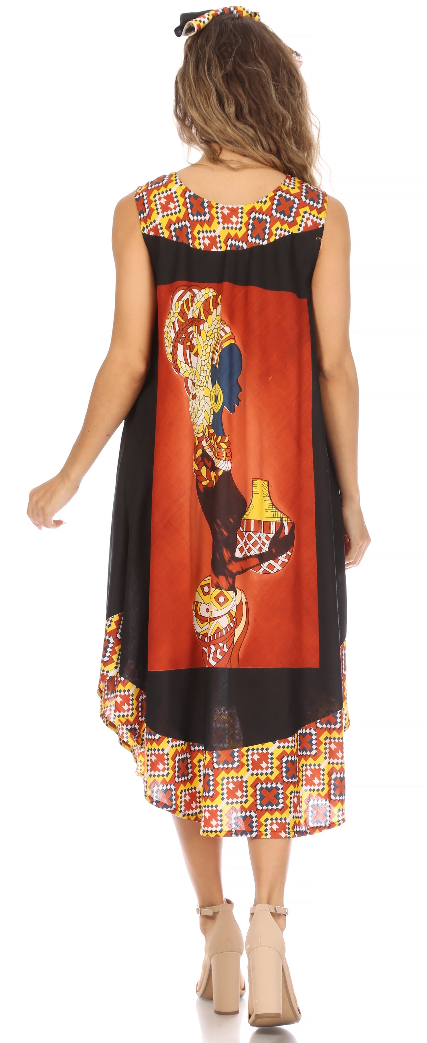 Sakkas Urbi Women's Casual African Print Beach Sleeveless Cover-up Caftan Dress - Concordia Style Boutique