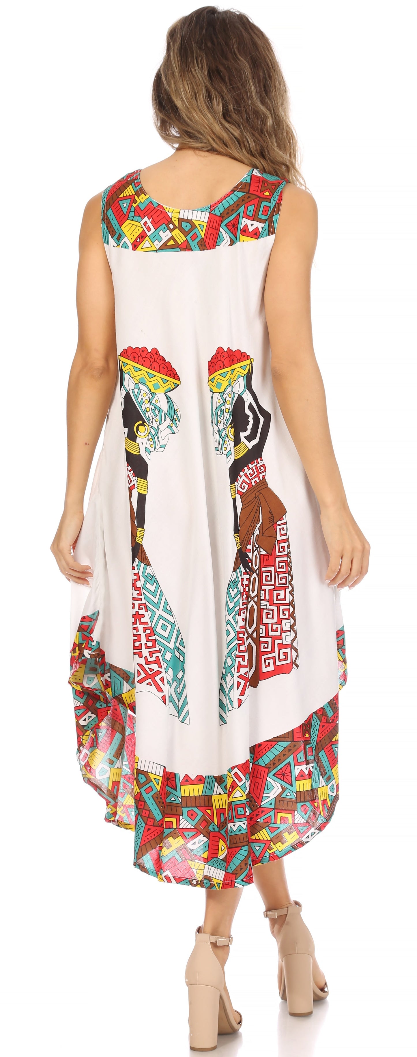 Sakkas Urbi Women's Casual African Print Beach Sleeveless Cover-up Caftan Dress - Concordia Style Boutique