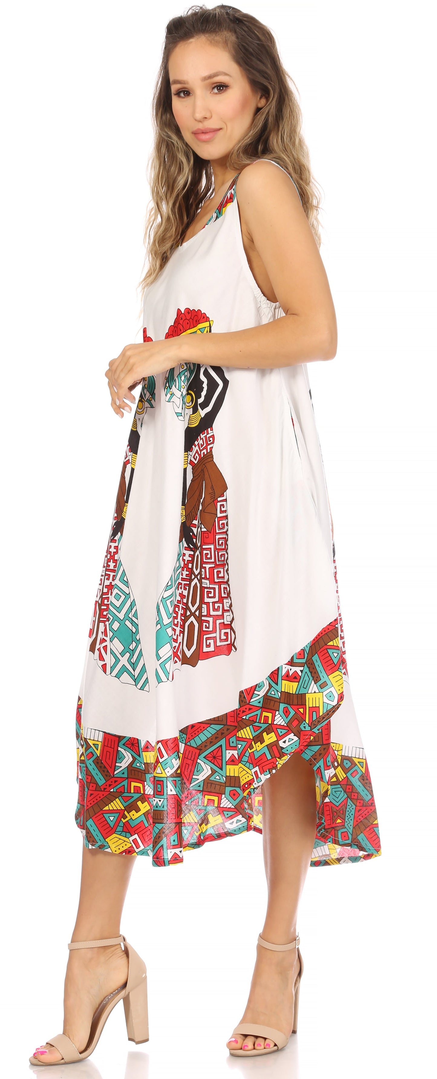 Sakkas Urbi Women's Casual African Print Beach Sleeveless Cover-up Caftan Dress - Concordia Style Boutique