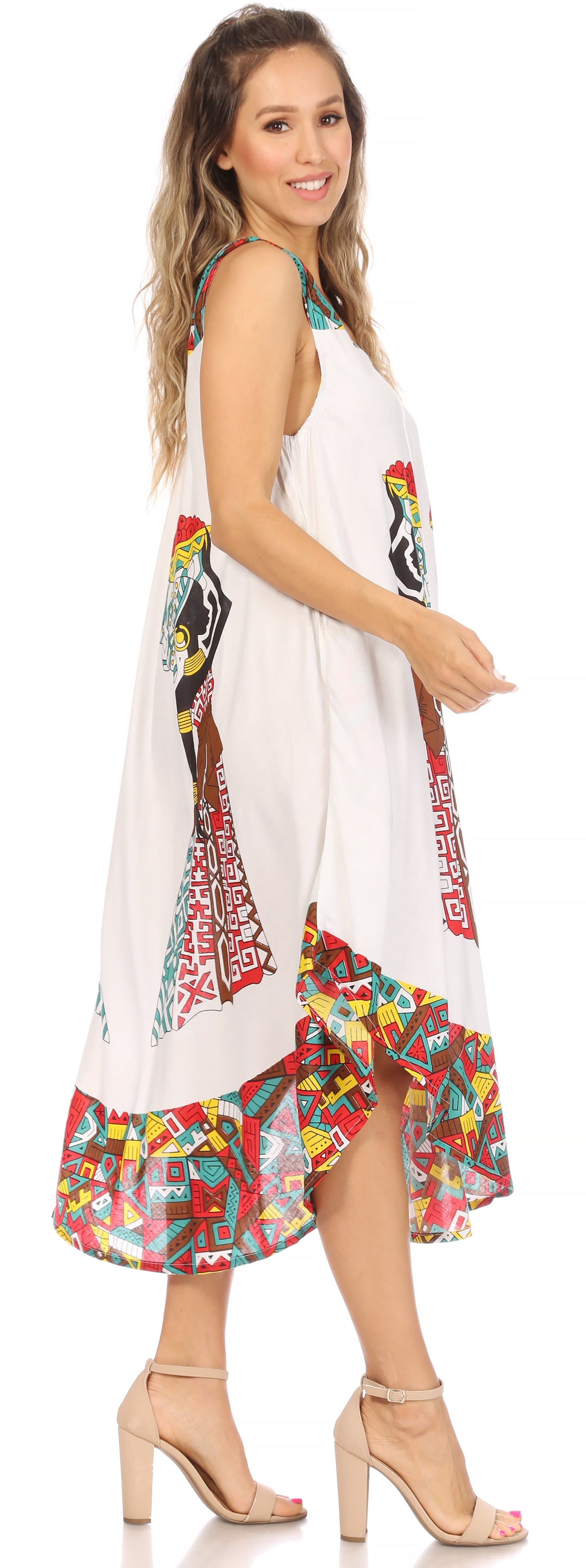 Sakkas Urbi Women's Casual African Print Beach Sleeveless Cover-up Caftan Dress - Concordia Style Boutique