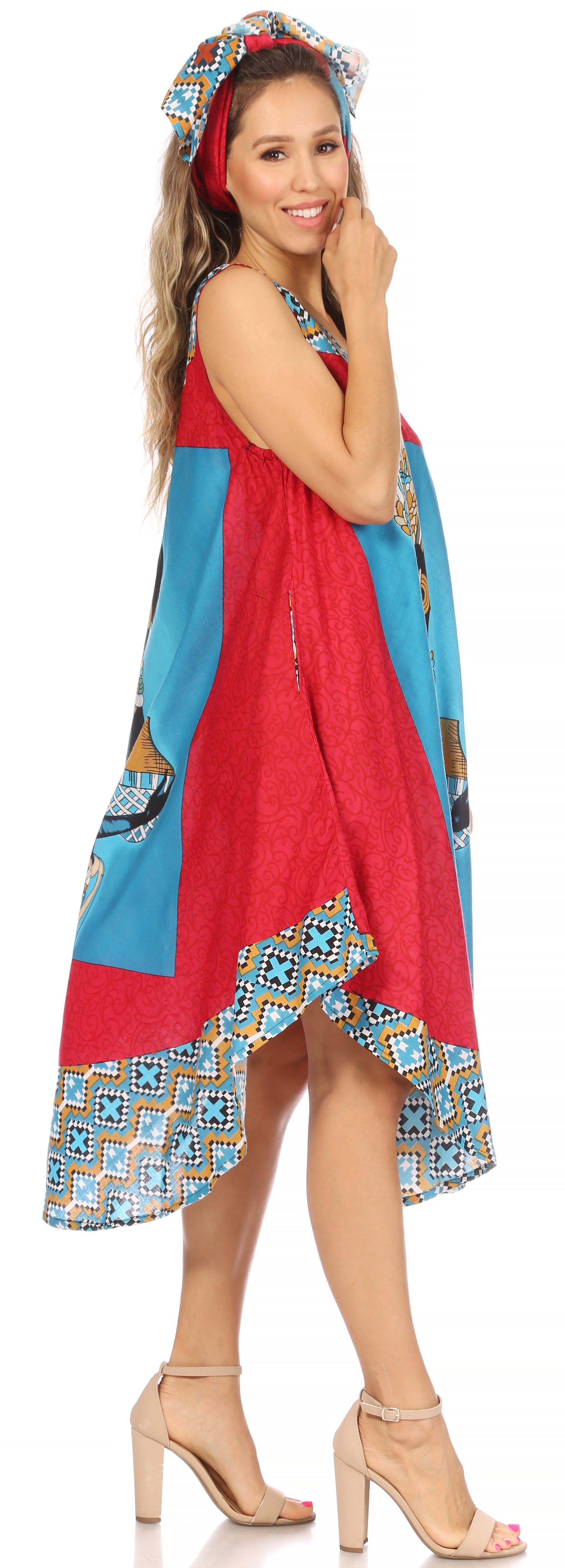 Sakkas Urbi Women's Casual African Print Beach Sleeveless Cover-up Caftan Dress - Concordia Style Boutique