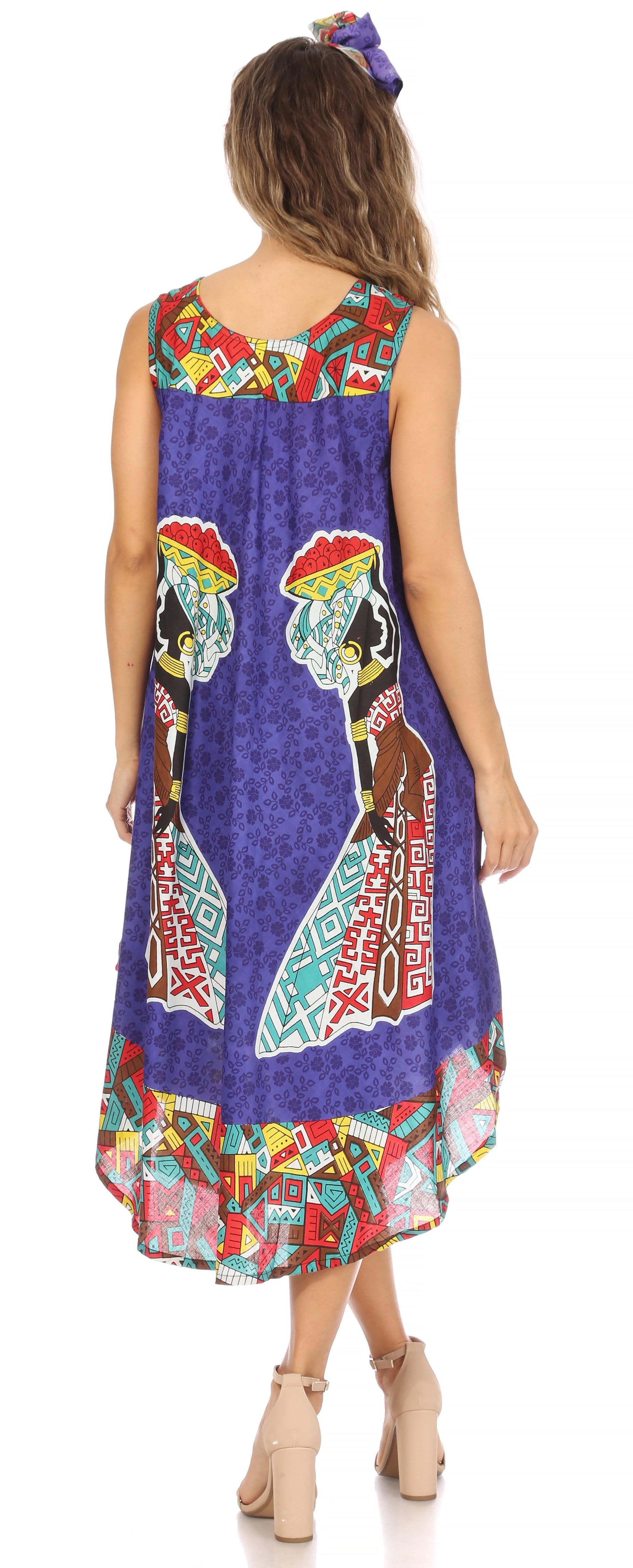 Sakkas Urbi Women's Casual African Print Beach Sleeveless Cover-up Caftan Dress - Concordia Style Boutique