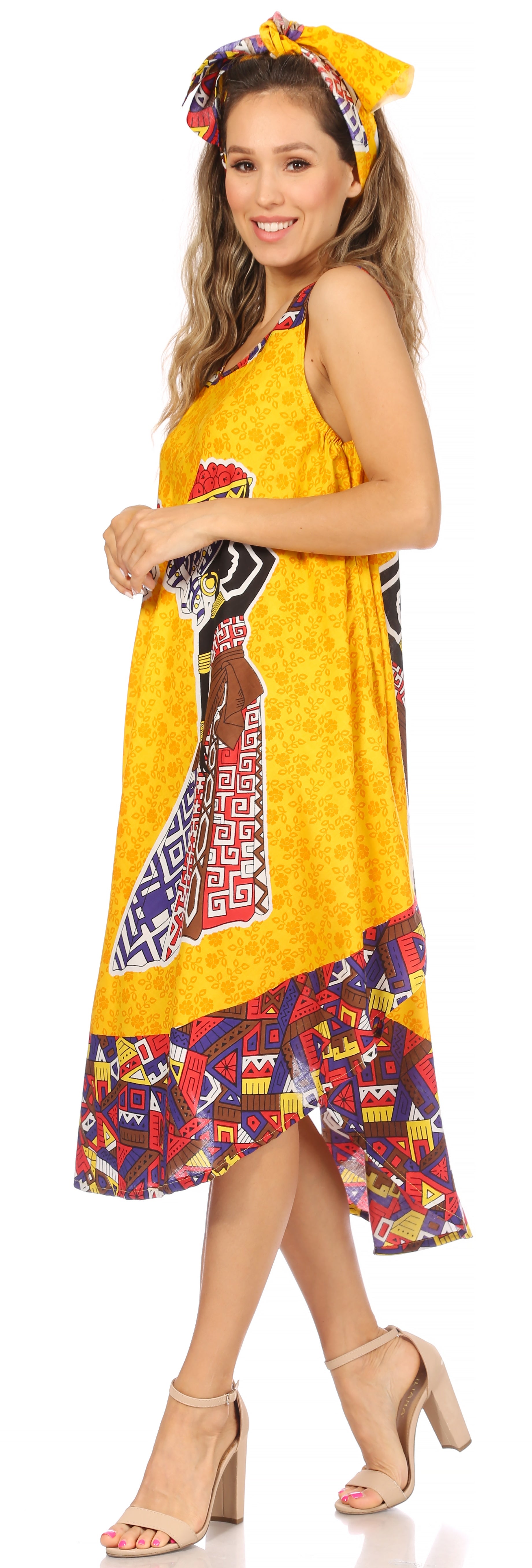 Sakkas Urbi Women's Casual African Print Beach Sleeveless Cover-up Caftan Dress - Concordia Style Boutique