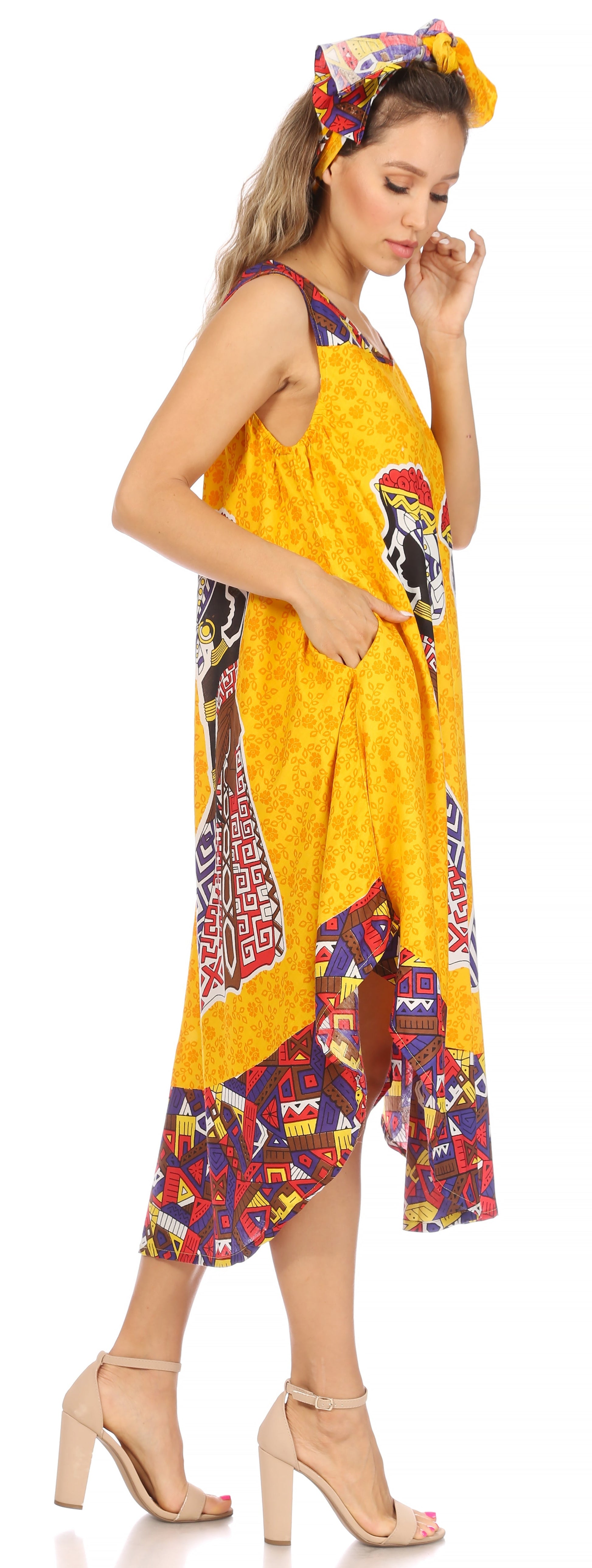 Sakkas Urbi Women's Casual African Print Beach Sleeveless Cover-up Caftan Dress - Concordia Style Boutique