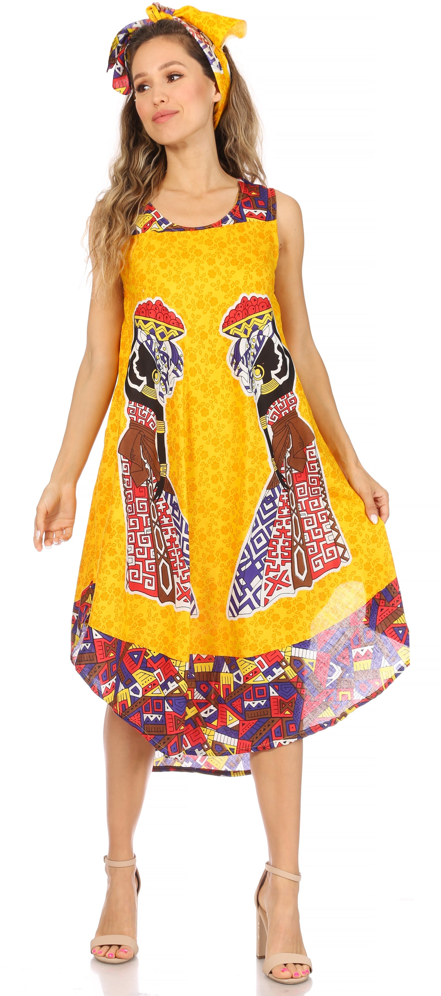 Sakkas Urbi Women's Casual African Print Beach Sleeveless Cover-up Caftan Dress - Concordia Style Boutique