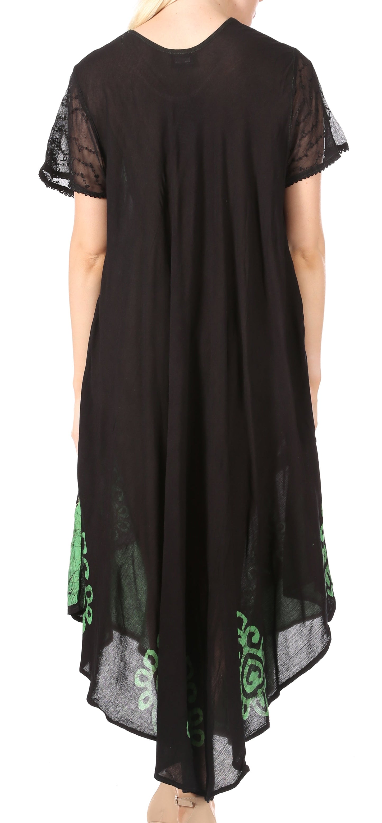 Sakkas Batik Hindi Cap Sleeve Caftan Dress / Cover Up - Concordia Style Boutique