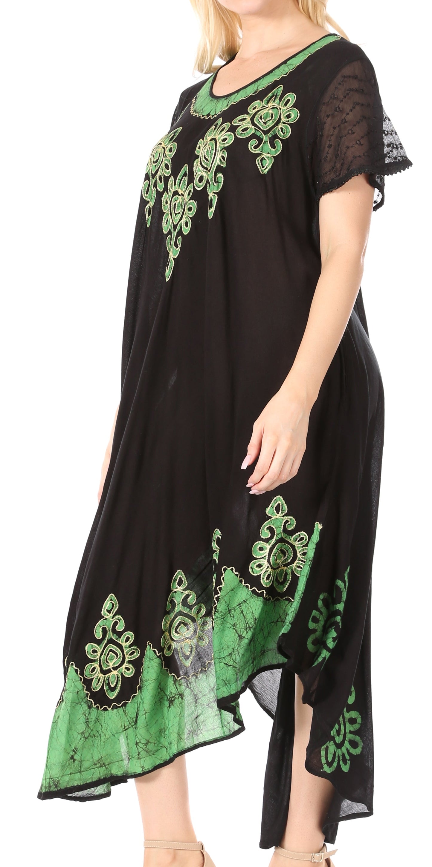 Sakkas Batik Hindi Cap Sleeve Caftan Dress / Cover Up - Concordia Style Boutique