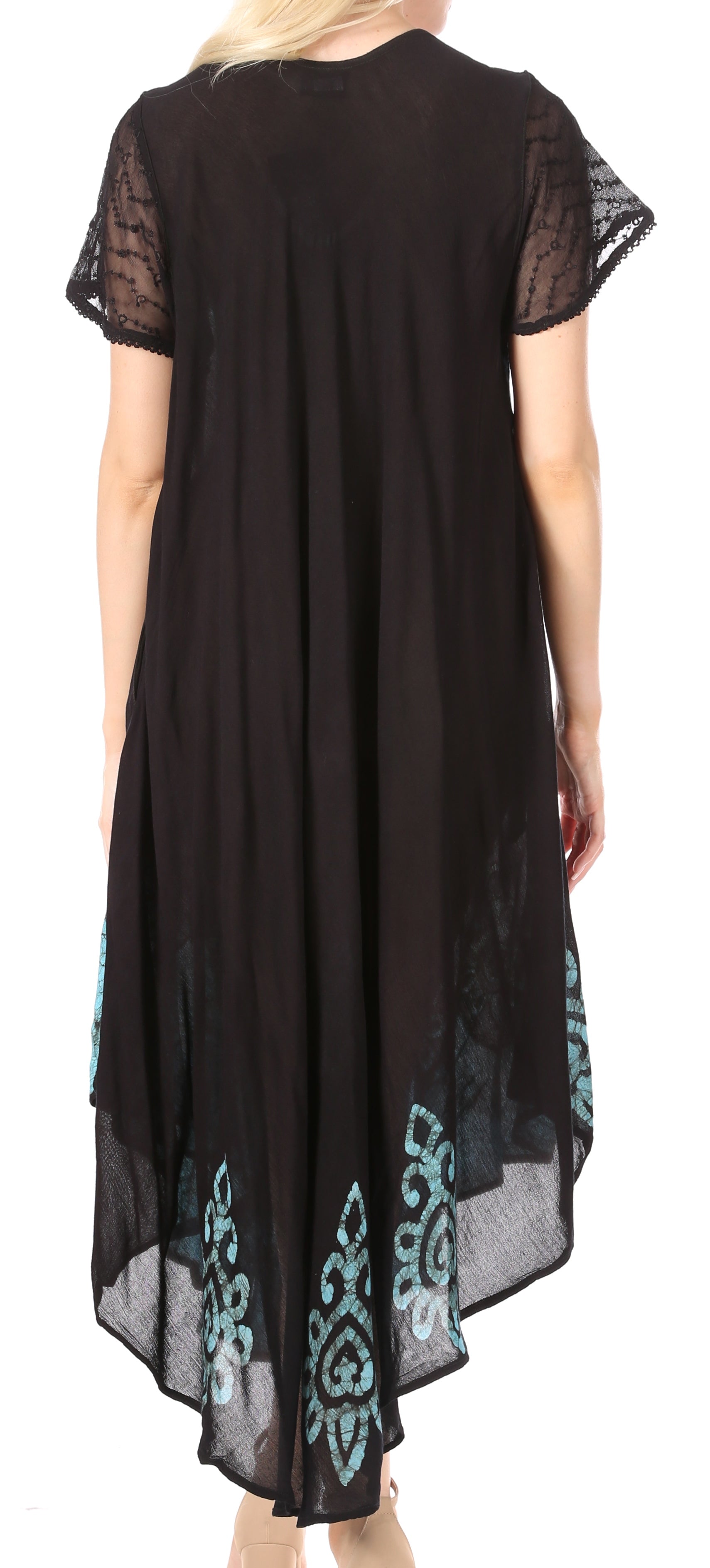 Sakkas Batik Hindi Cap Sleeve Caftan Dress / Cover Up - Concordia Style Boutique