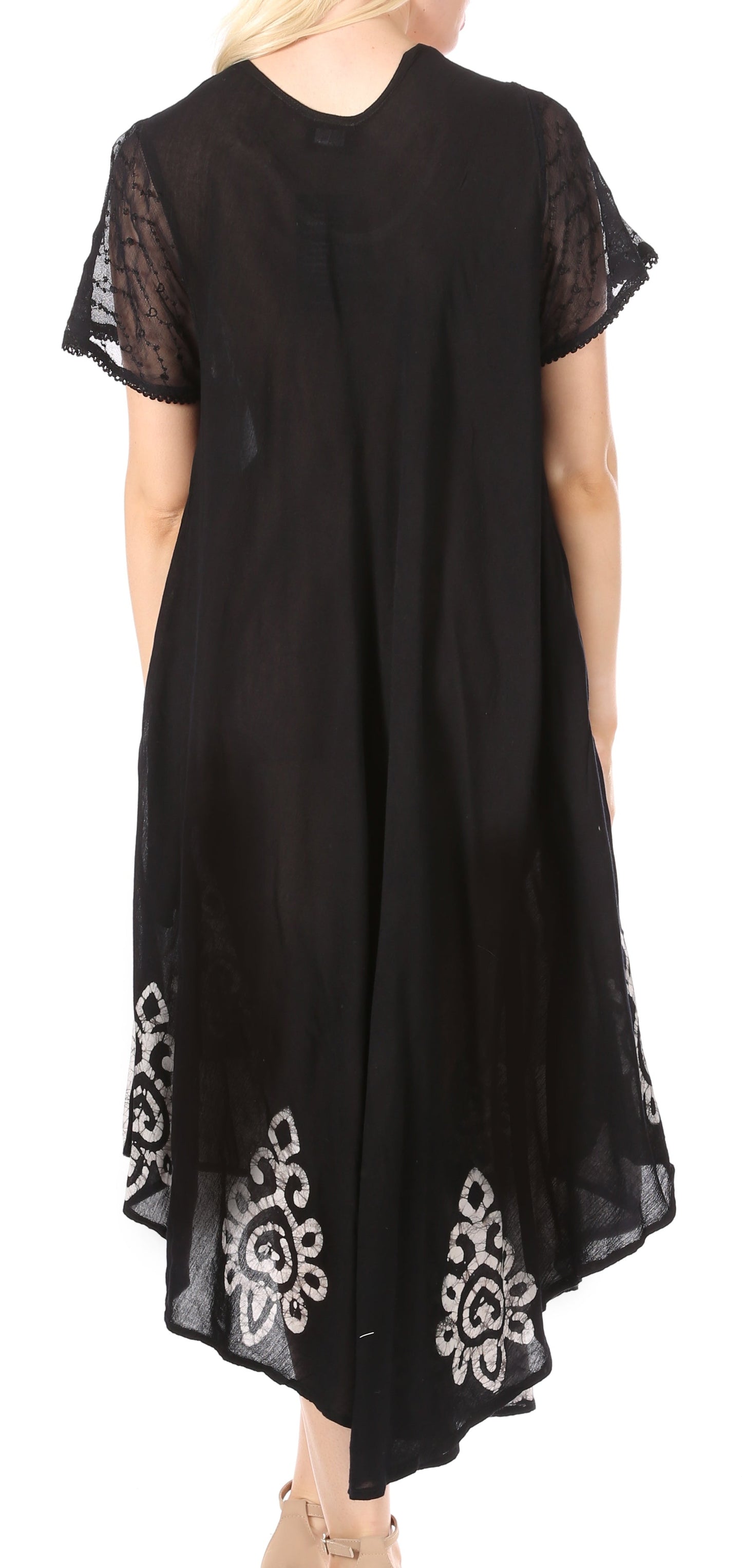Sakkas Batik Hindi Cap Sleeve Caftan Dress / Cover Up - Concordia Style Boutique