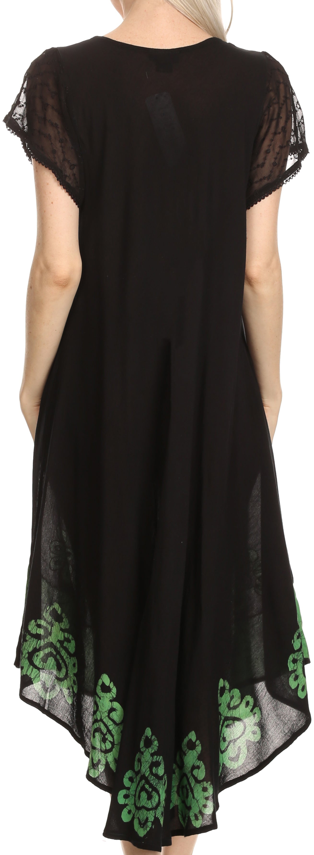Sakkas Batik Hindi Cap Sleeve Caftan Dress / Cover Up - Concordia Style Boutique