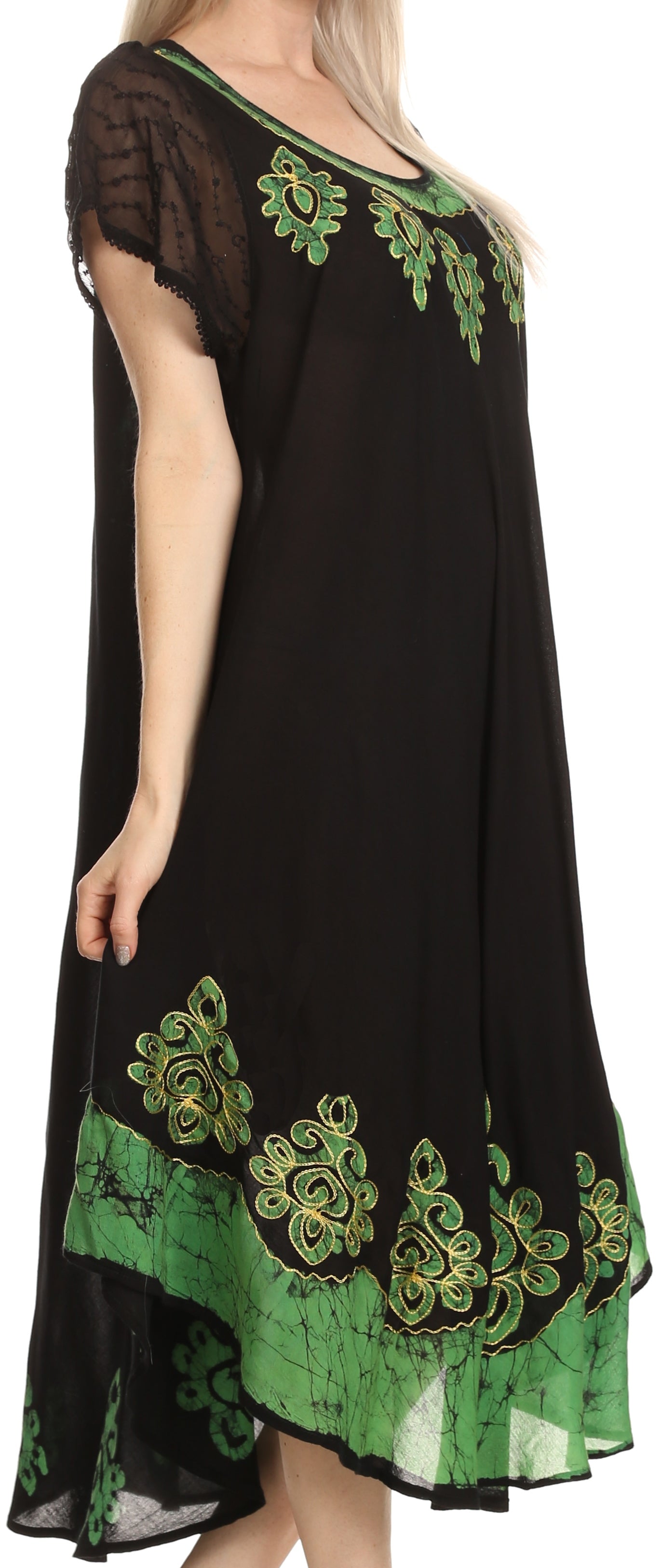 Sakkas Batik Hindi Cap Sleeve Caftan Dress / Cover Up - Concordia Style Boutique