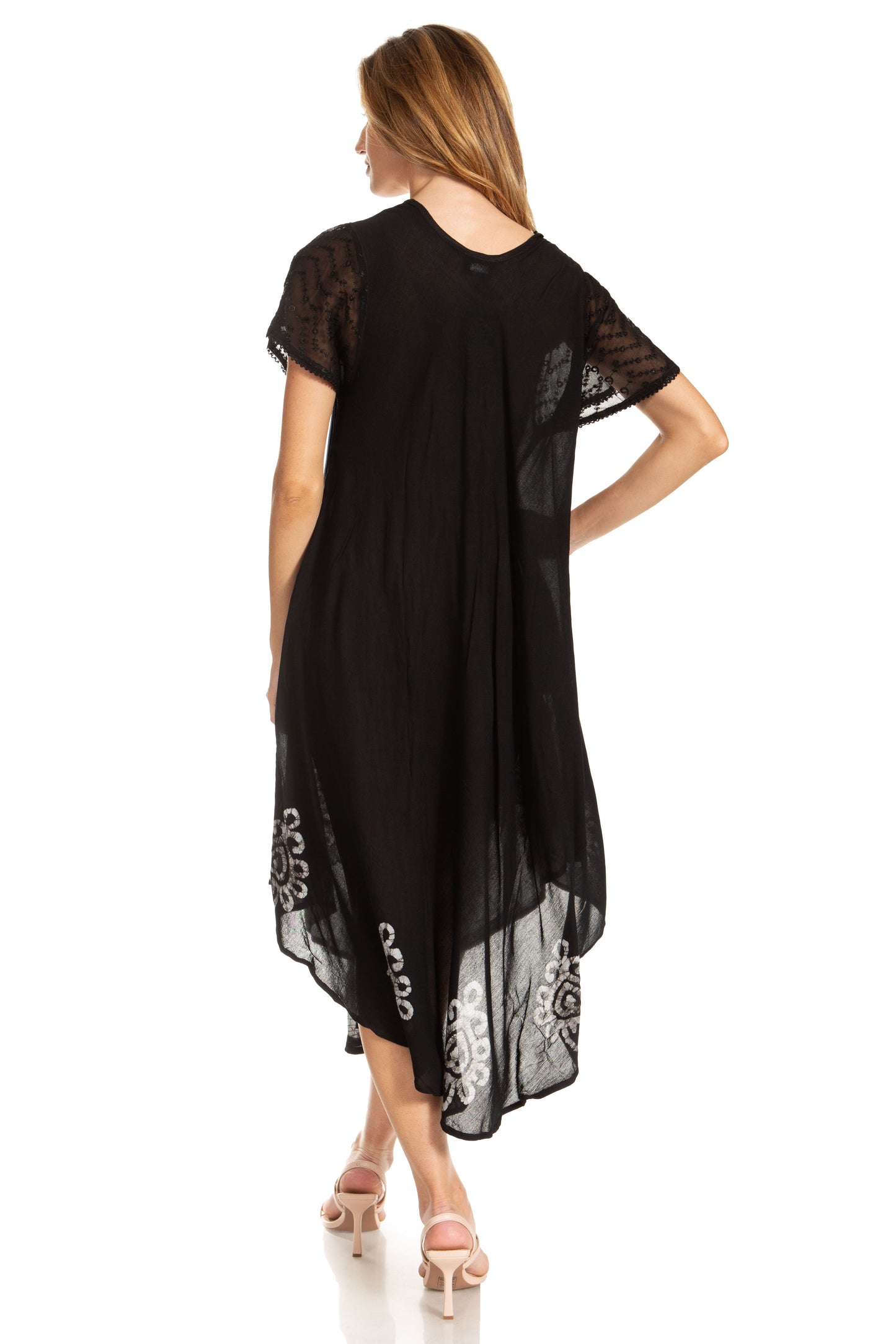 Sakkas Batik Hindi Cap Sleeve Caftan Dress / Cover Up - Concordia Style Boutique