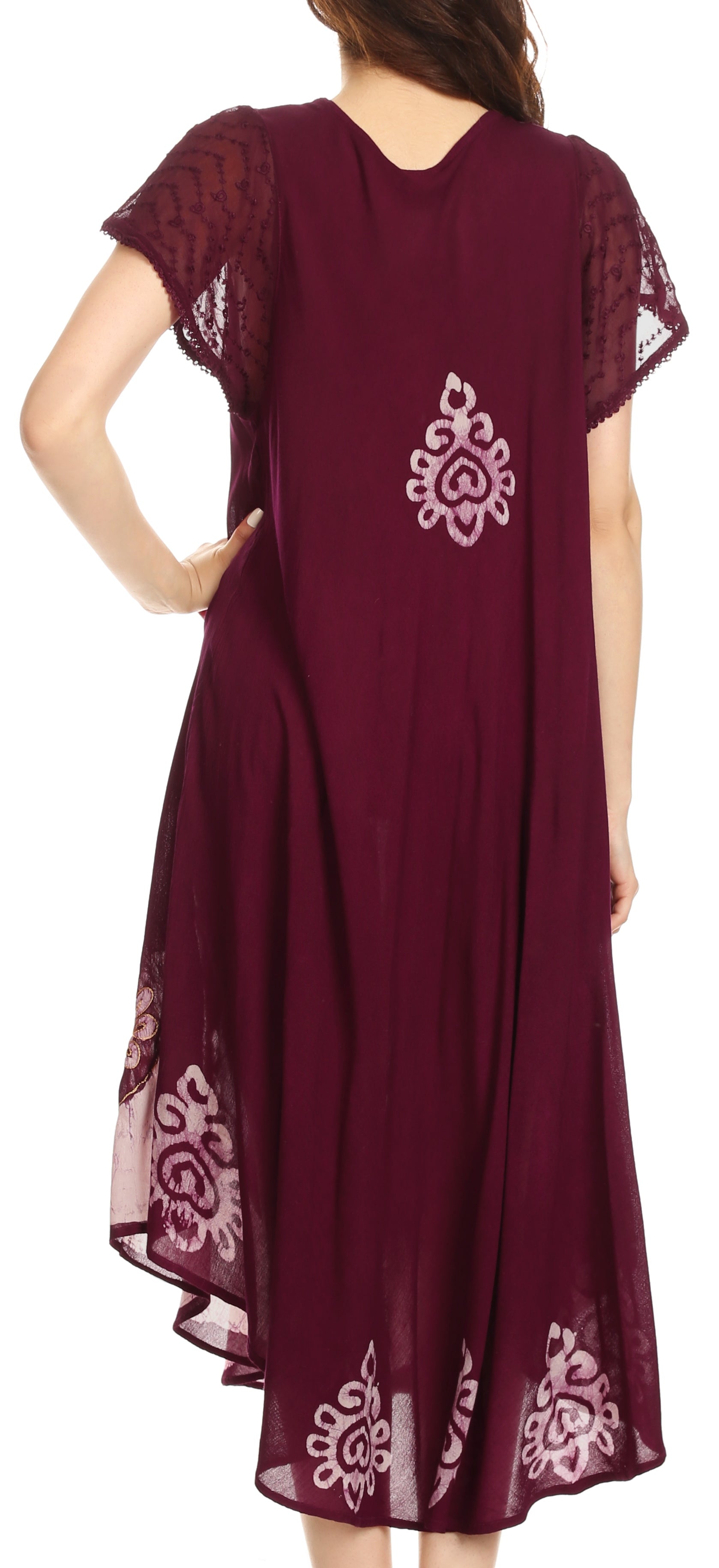 Sakkas Batik Hindi Cap Sleeve Caftan Dress / Cover Up - Concordia Style Boutique