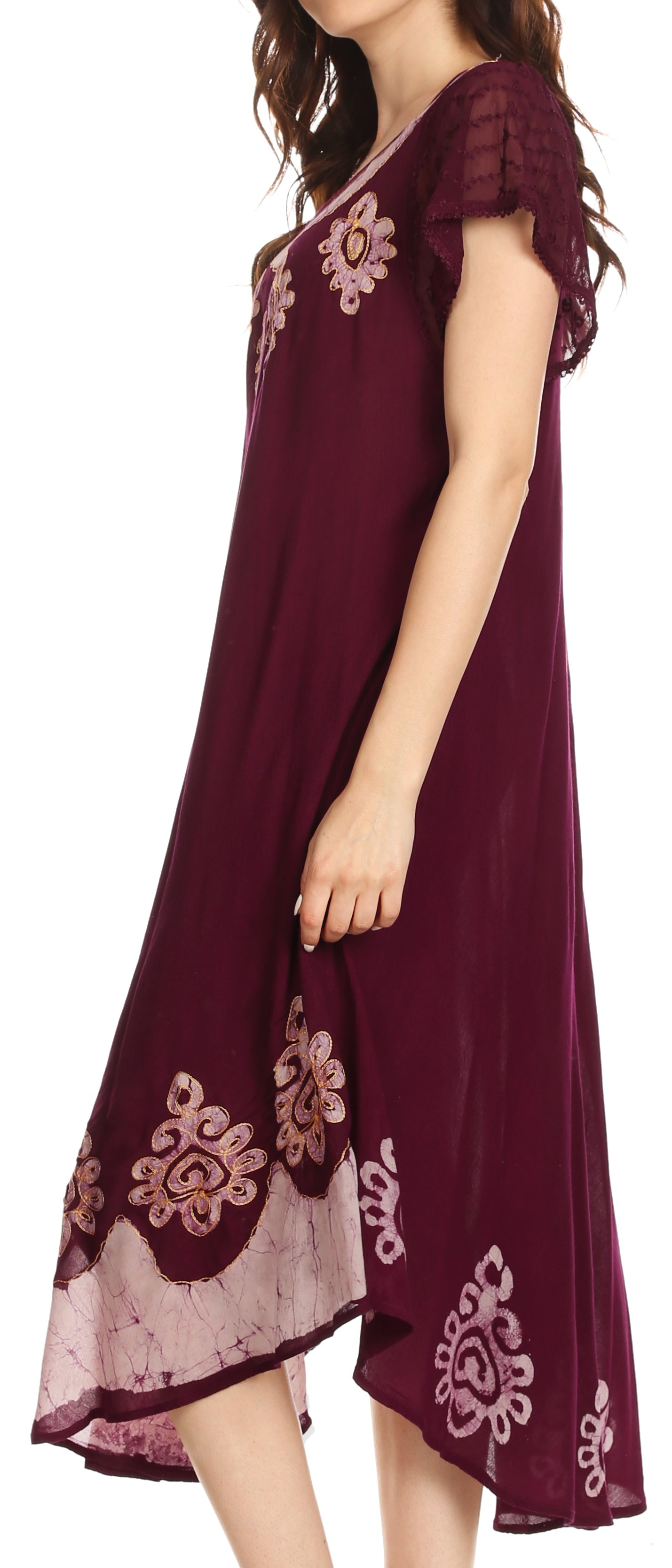 Sakkas Batik Hindi Cap Sleeve Caftan Dress / Cover Up - Concordia Style Boutique