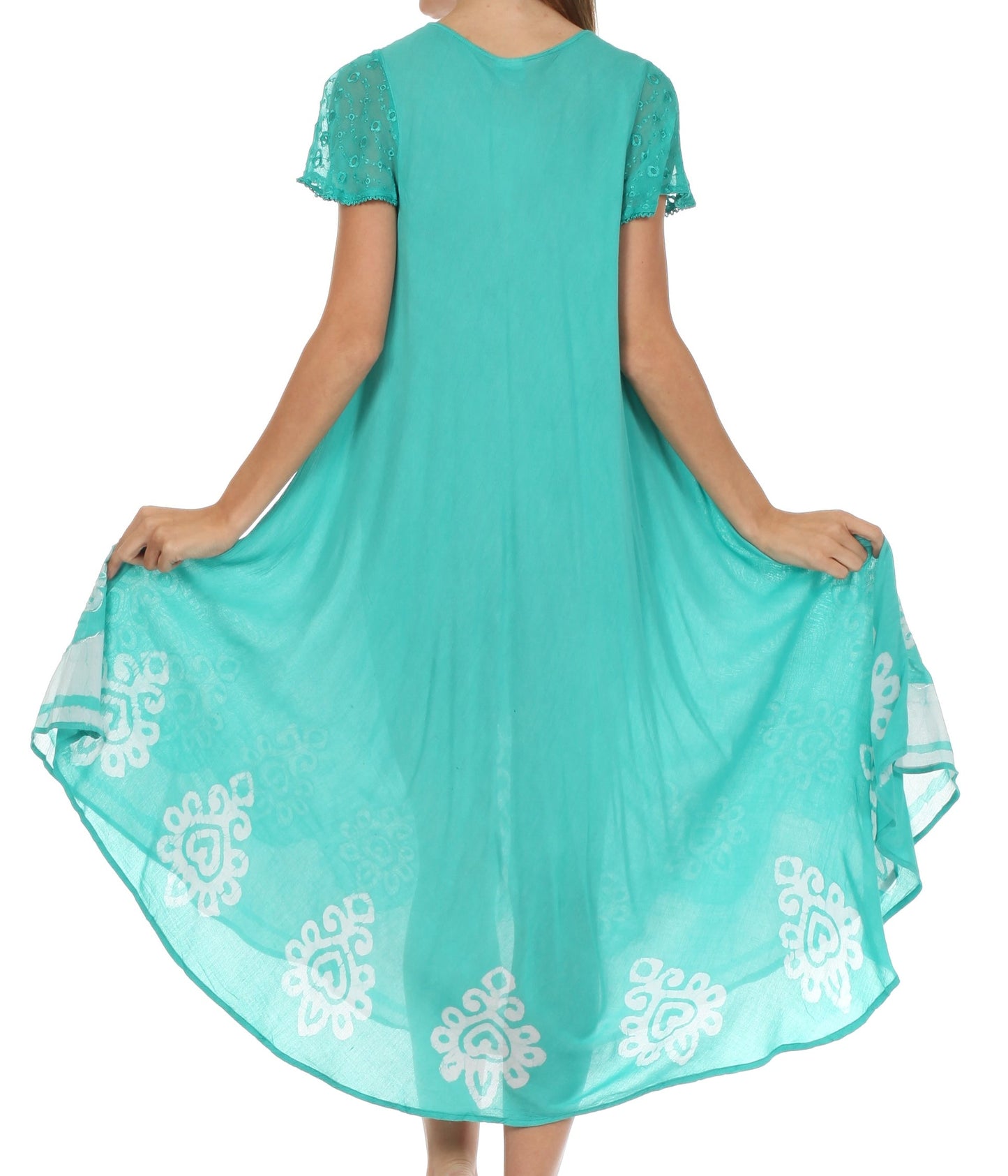 Sakkas Batik Hindi Cap Sleeve Caftan Dress / Cover Up - Concordia Style Boutique