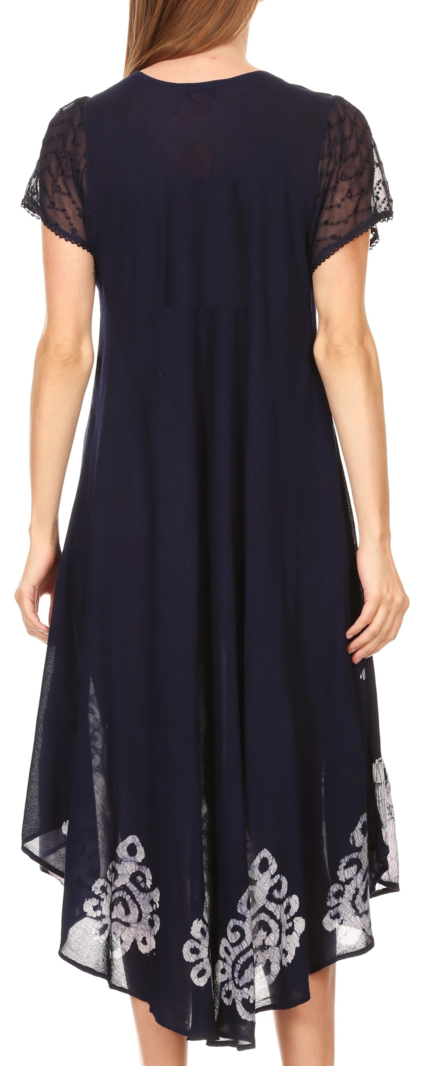 Sakkas Batik Hindi Cap Sleeve Caftan Dress / Cover Up - Concordia Style Boutique