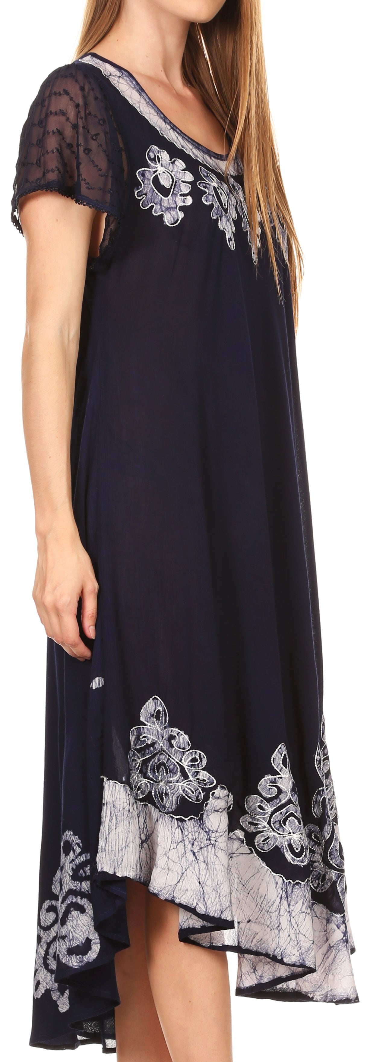 Sakkas Batik Hindi Cap Sleeve Caftan Dress / Cover Up - Concordia Style Boutique