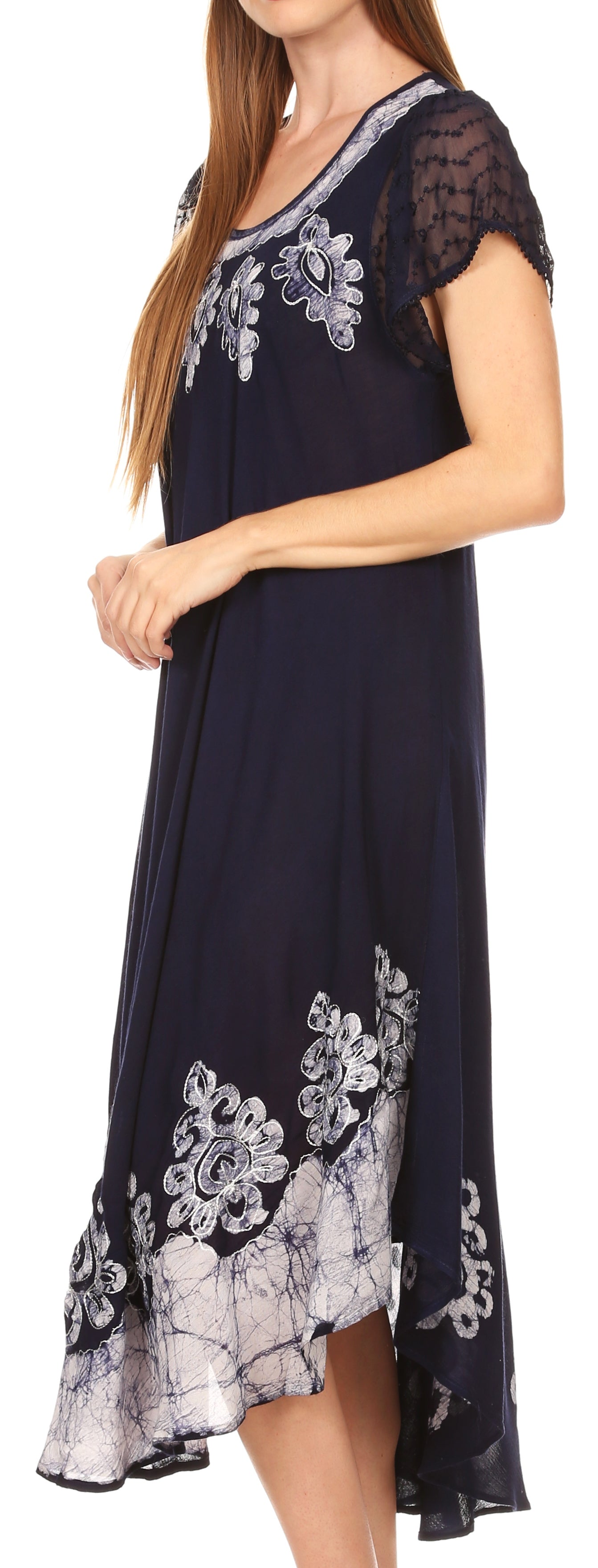 Sakkas Batik Hindi Cap Sleeve Caftan Dress / Cover Up - Concordia Style Boutique