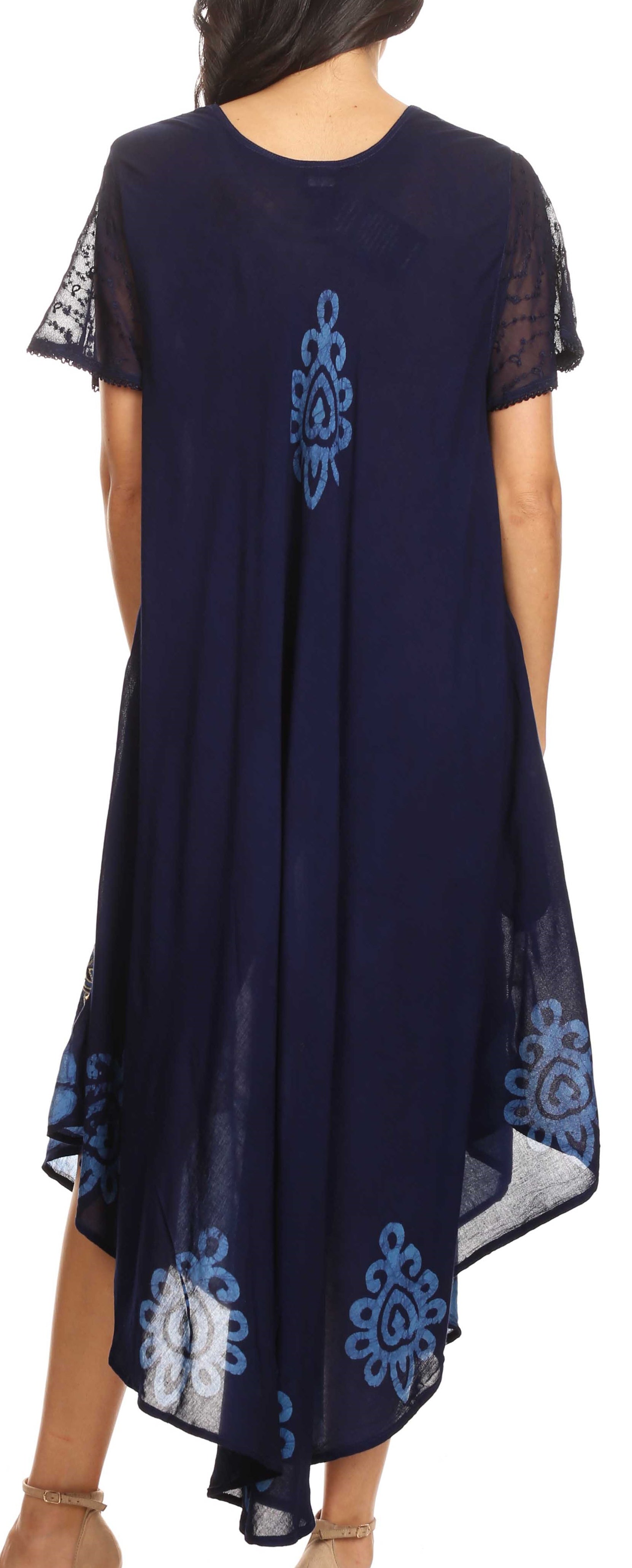 Sakkas Batik Hindi Cap Sleeve Caftan Dress / Cover Up - Concordia Style Boutique