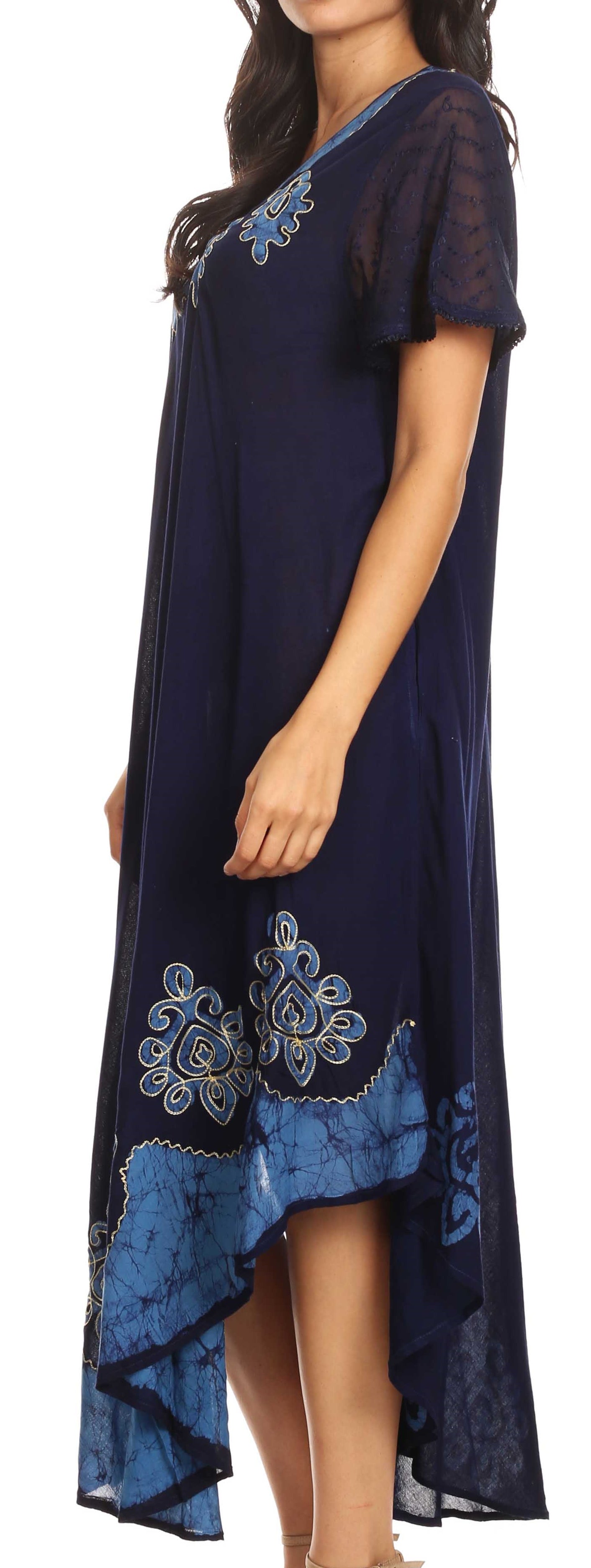 Sakkas Batik Hindi Cap Sleeve Caftan Dress / Cover Up - Concordia Style Boutique