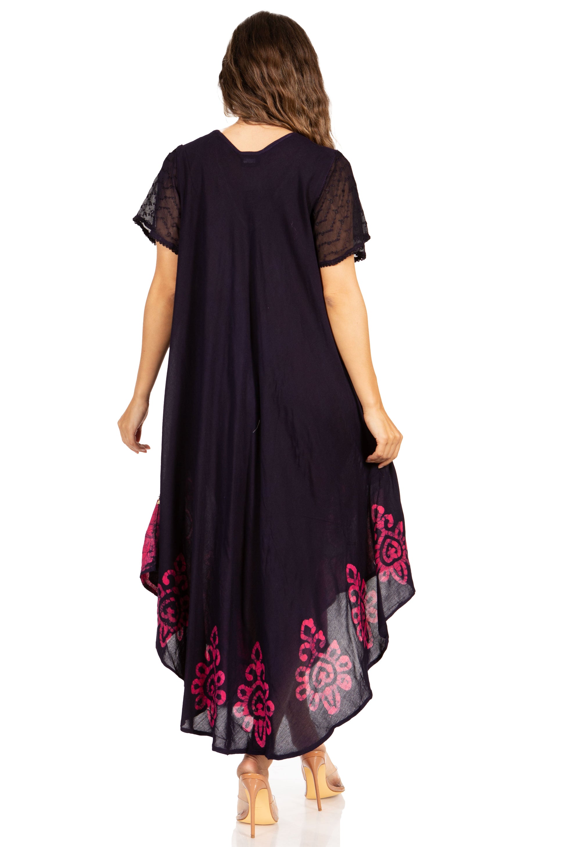 Sakkas Batik Hindi Cap Sleeve Caftan Dress / Cover Up - Concordia Style Boutique