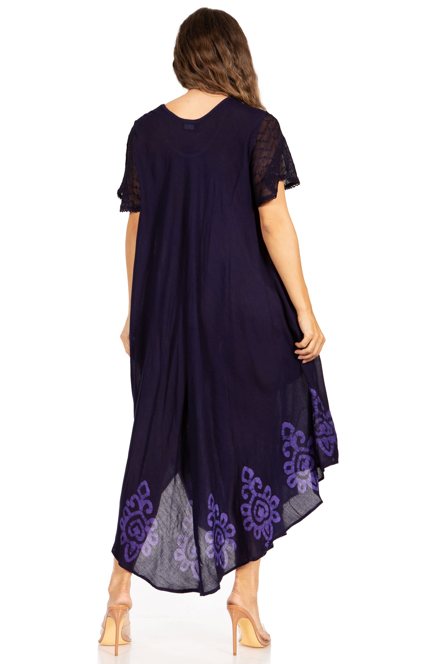 Sakkas Batik Hindi Cap Sleeve Caftan Dress / Cover Up - Concordia Style Boutique