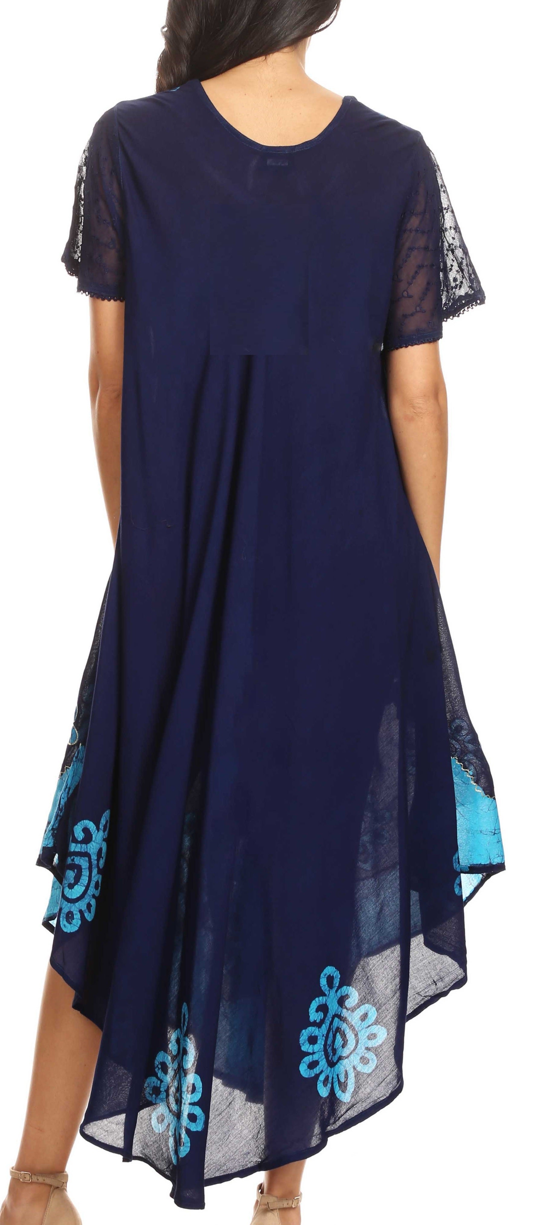 Sakkas Batik Hindi Cap Sleeve Caftan Dress / Cover Up - Concordia Style Boutique