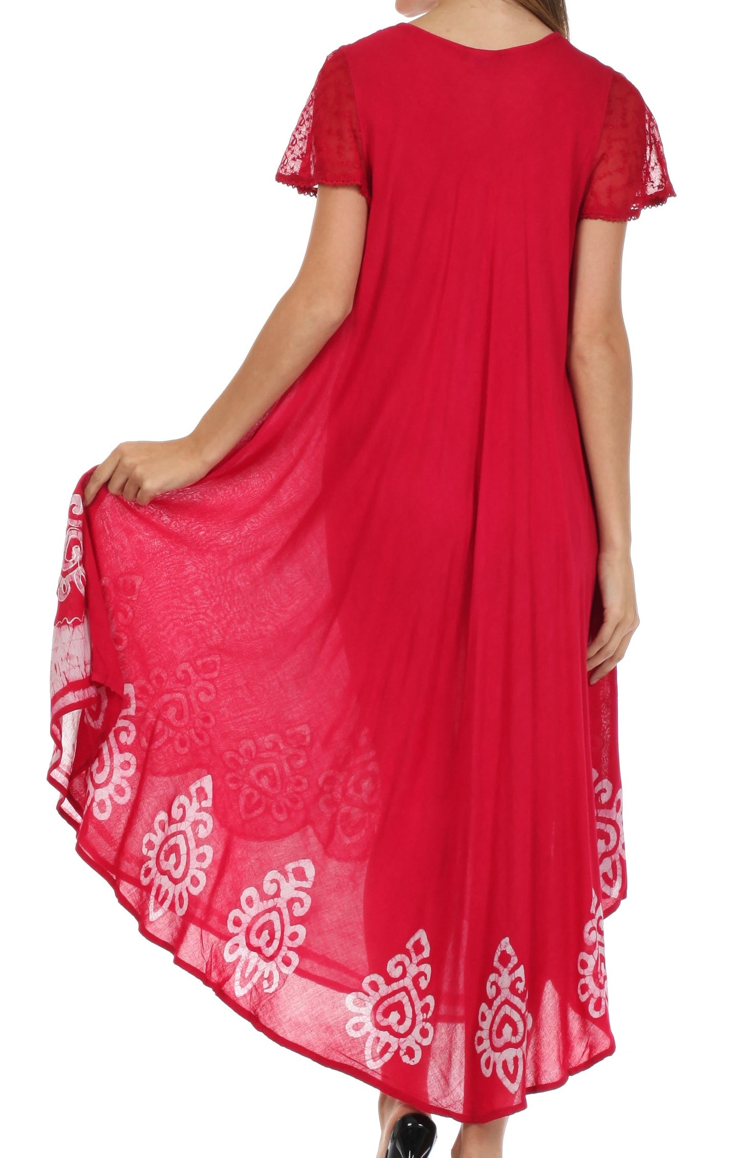 Sakkas Batik Hindi Cap Sleeve Caftan Dress / Cover Up - Concordia Style Boutique