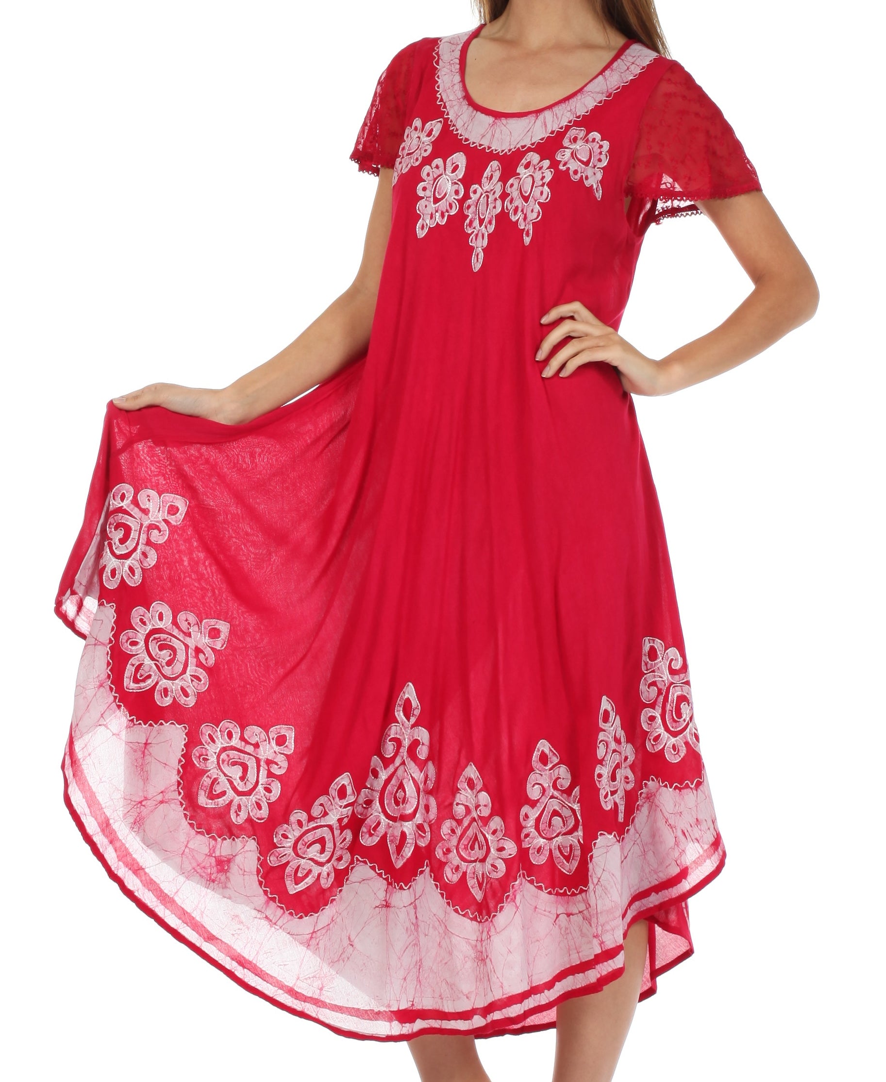 Sakkas Batik Hindi Cap Sleeve Caftan Dress / Cover Up - Concordia Style Boutique