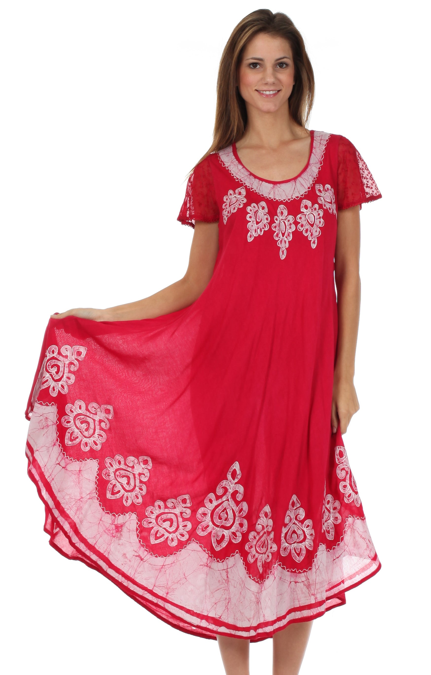 Sakkas Batik Hindi Cap Sleeve Caftan Dress / Cover Up - Concordia Style Boutique