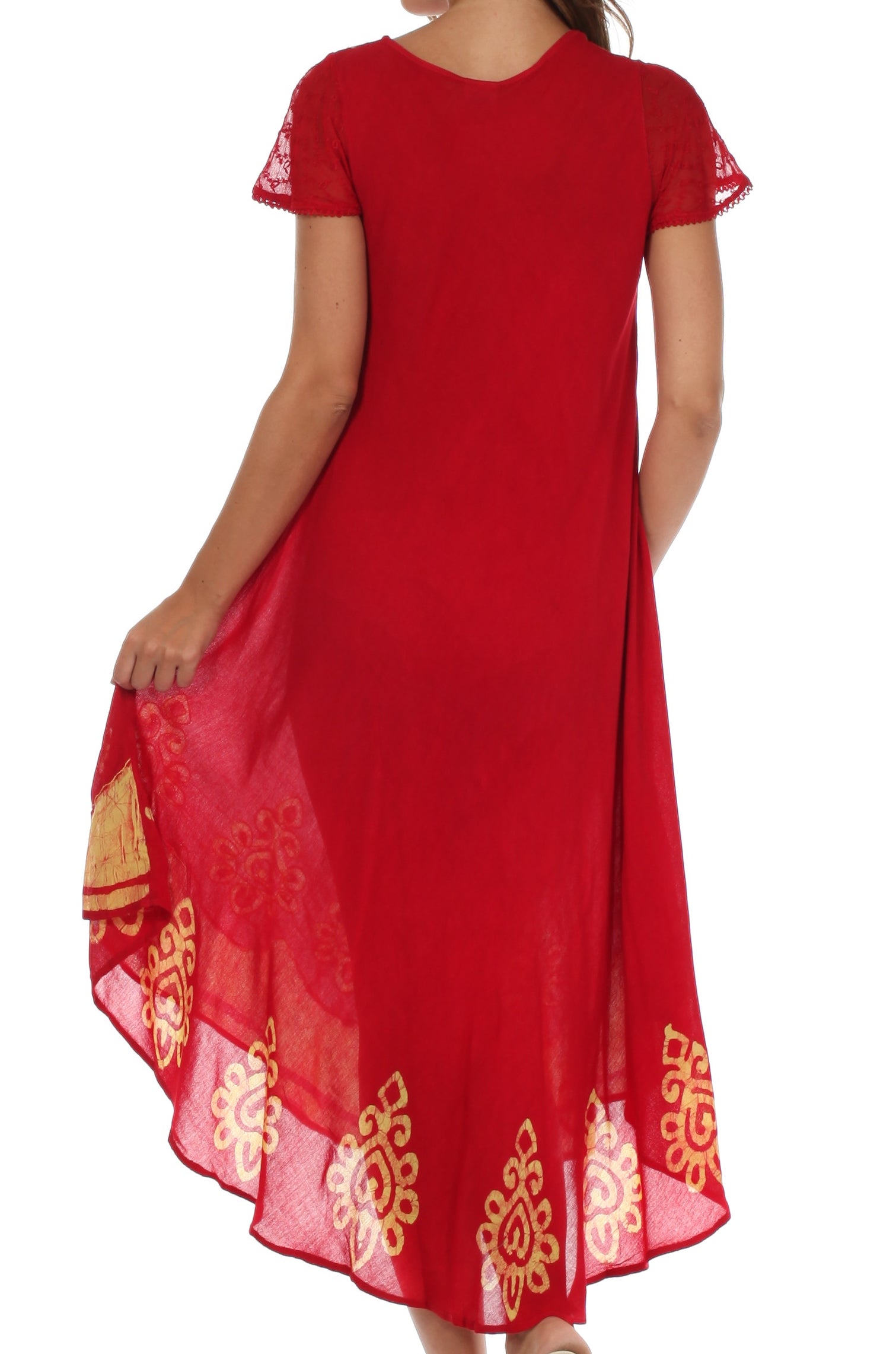 Sakkas Batik Hindi Cap Sleeve Caftan Dress / Cover Up - Concordia Style Boutique