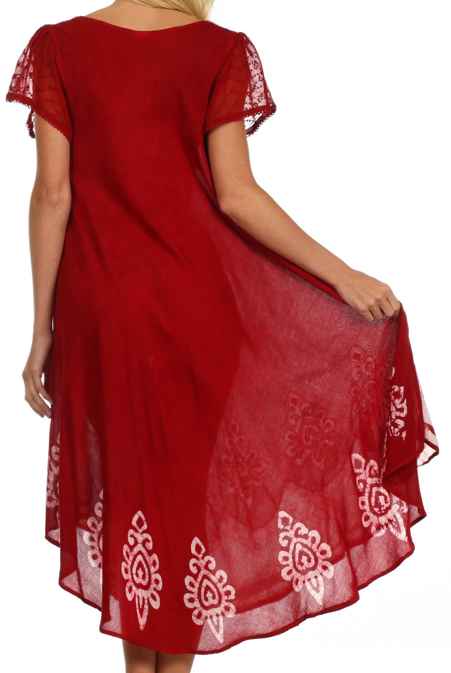 Sakkas Batik Hindi Cap Sleeve Caftan Dress / Cover Up - Concordia Style Boutique