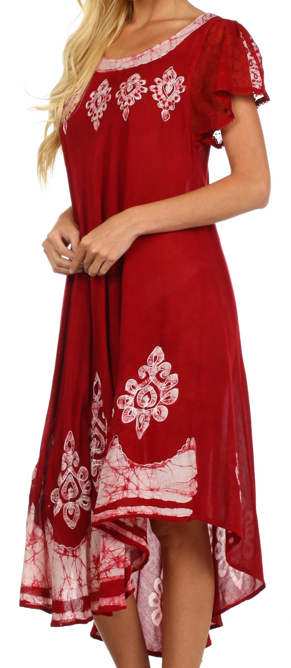 Sakkas Batik Hindi Cap Sleeve Caftan Dress / Cover Up - Concordia Style Boutique
