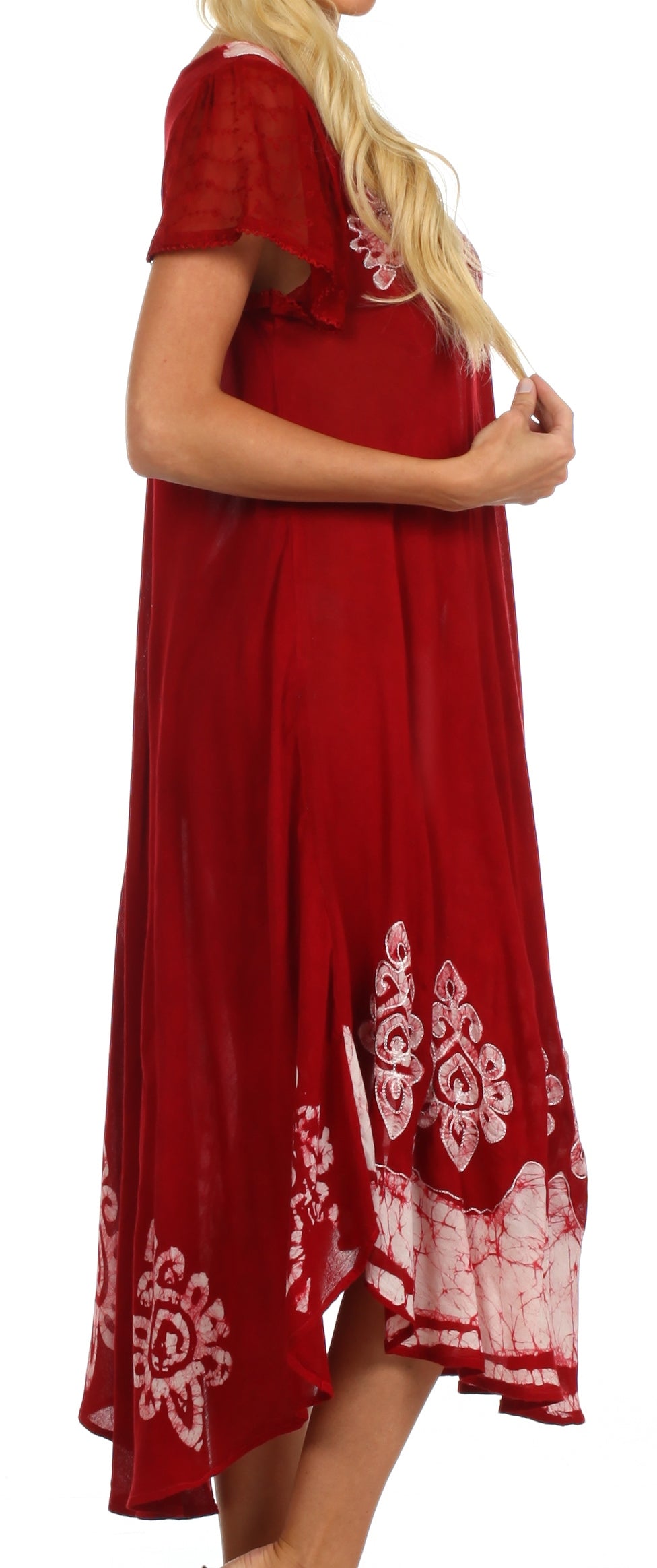 Sakkas Batik Hindi Cap Sleeve Caftan Dress / Cover Up - Concordia Style Boutique