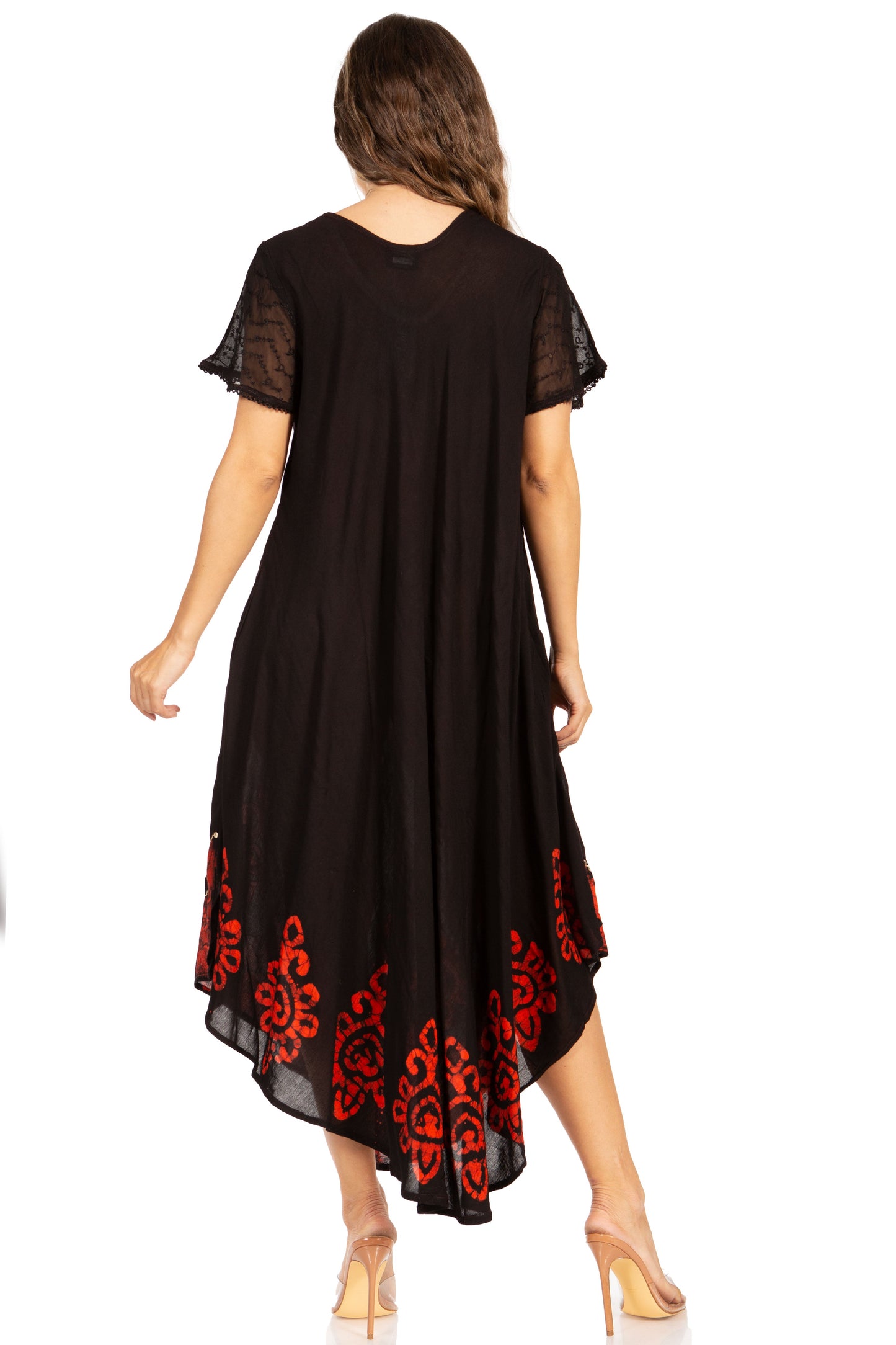 Sakkas Batik Hindi Cap Sleeve Caftan Dress / Cover Up - Concordia Style Boutique