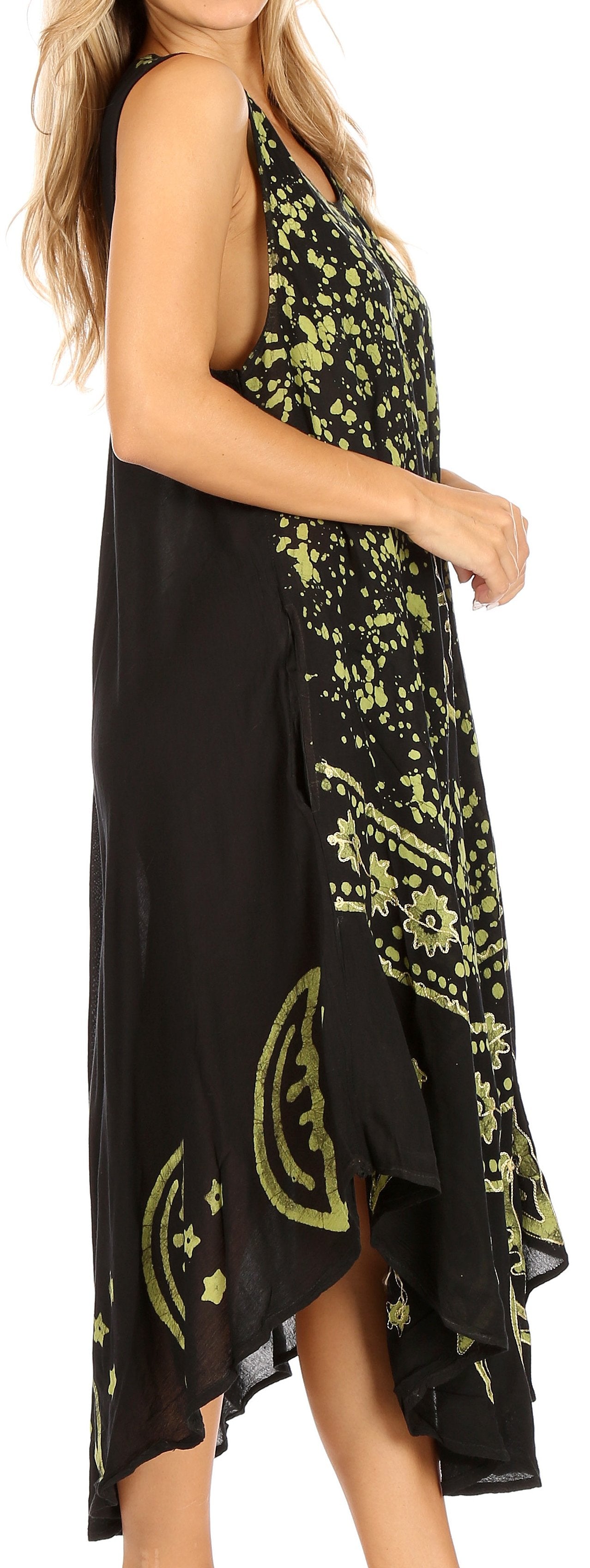 Sakkas Moon and Stars Batik Caftan Tank Dress / Cover Up - Concordia Style Boutique