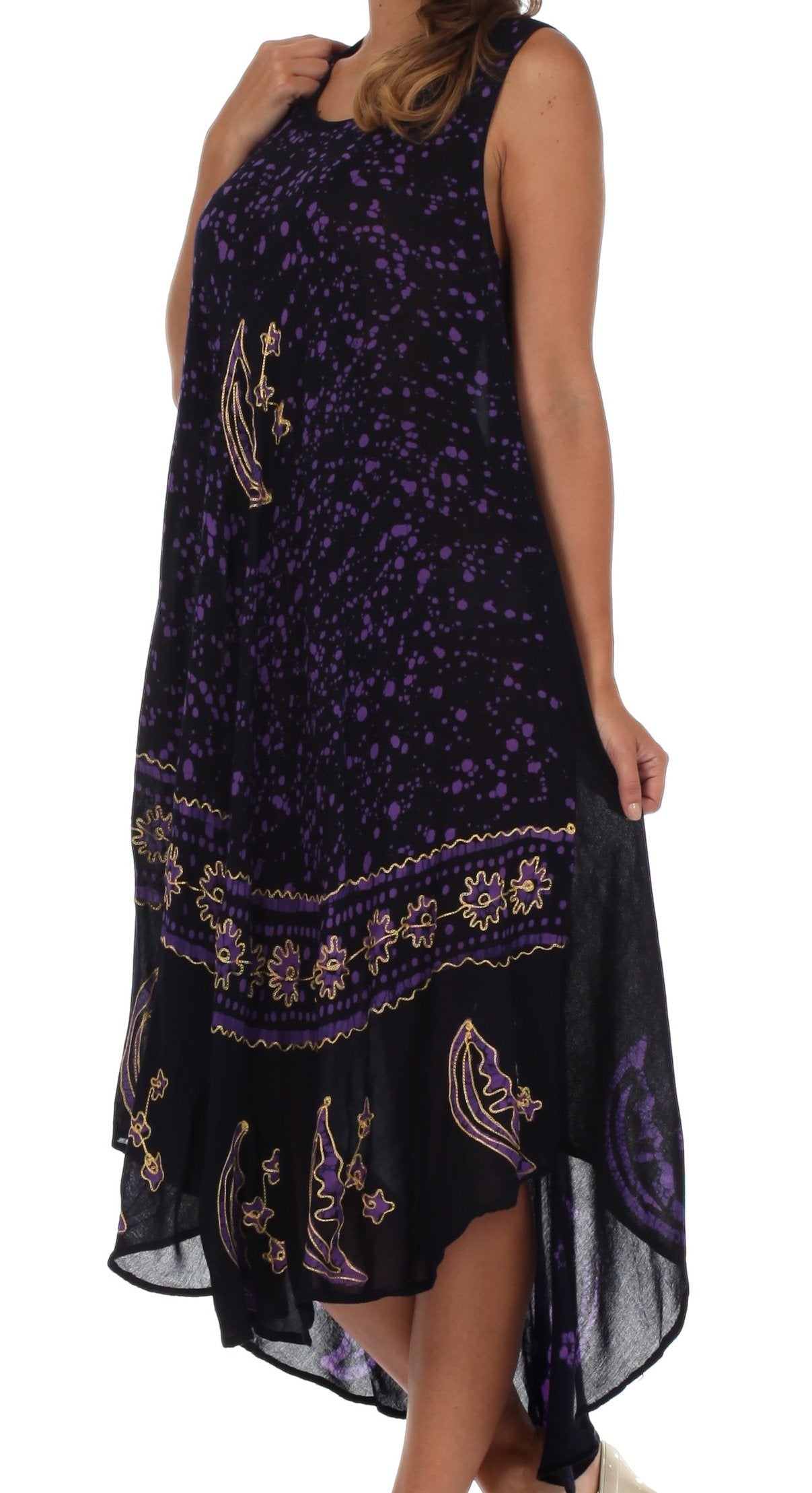 Sakkas Moon and Stars Batik Caftan Tank Dress / Cover Up - Concordia Style Boutique