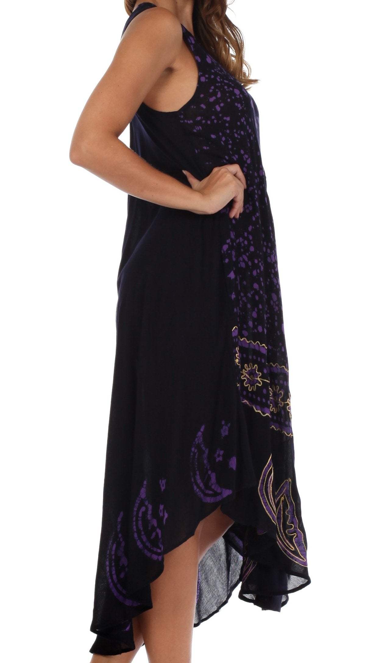 Sakkas Moon and Stars Batik Caftan Tank Dress / Cover Up - Concordia Style Boutique
