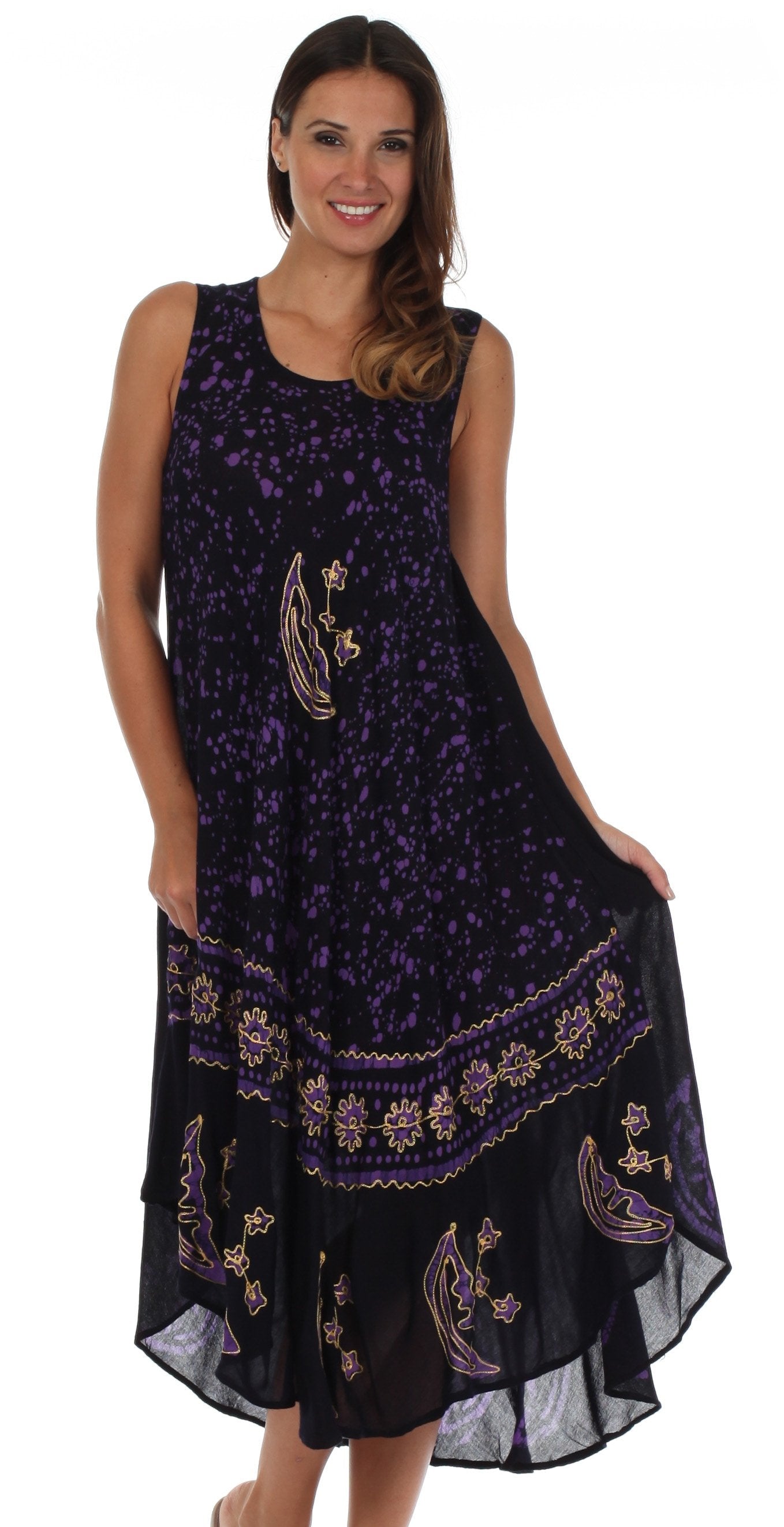 Sakkas Moon and Stars Batik Caftan Tank Dress / Cover Up - Concordia Style Boutique