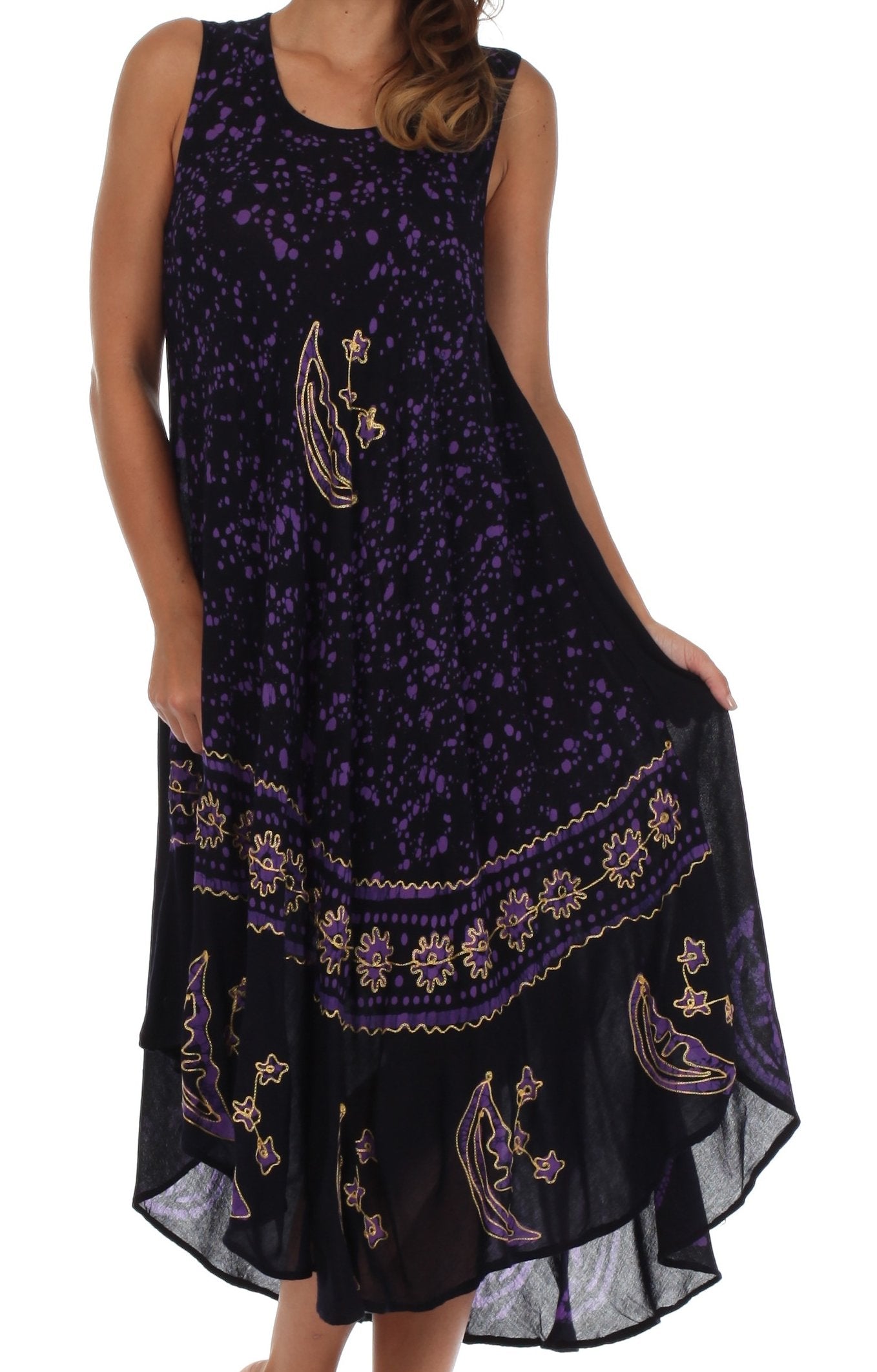 Sakkas Moon and Stars Batik Caftan Tank Dress / Cover Up - Concordia Style Boutique