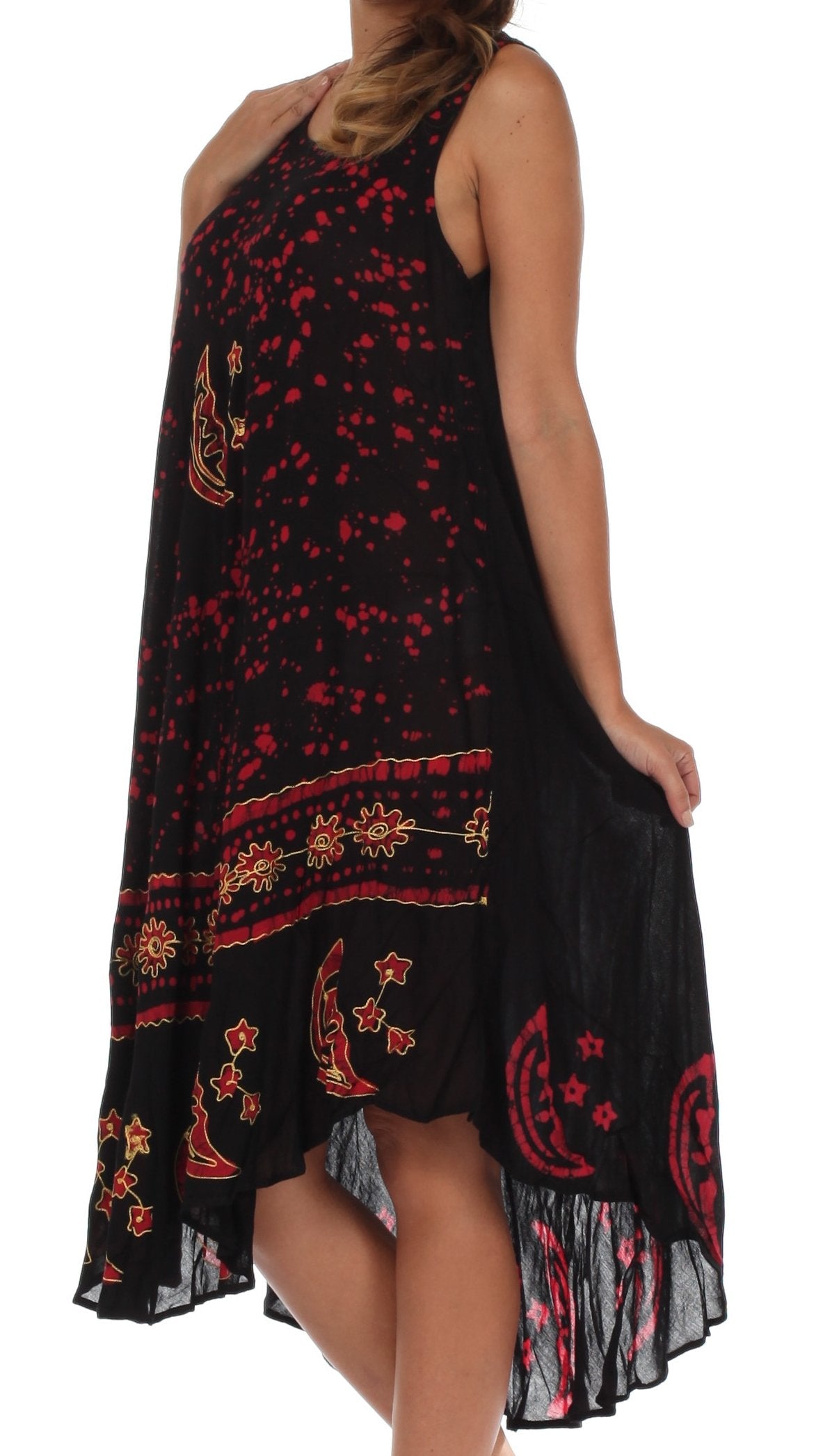 Sakkas Moon and Stars Batik Caftan Tank Dress / Cover Up - Concordia Style Boutique