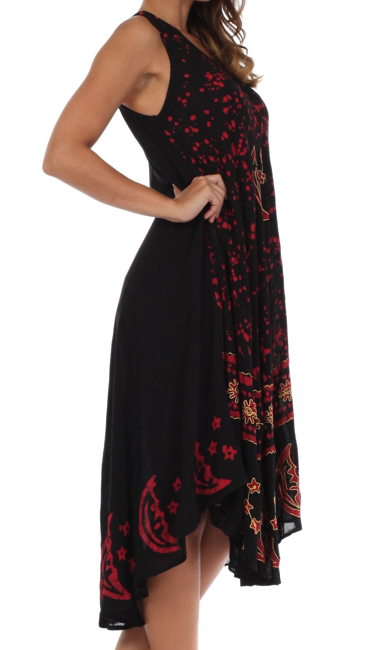 Sakkas Moon and Stars Batik Caftan Tank Dress / Cover Up - Concordia Style Boutique