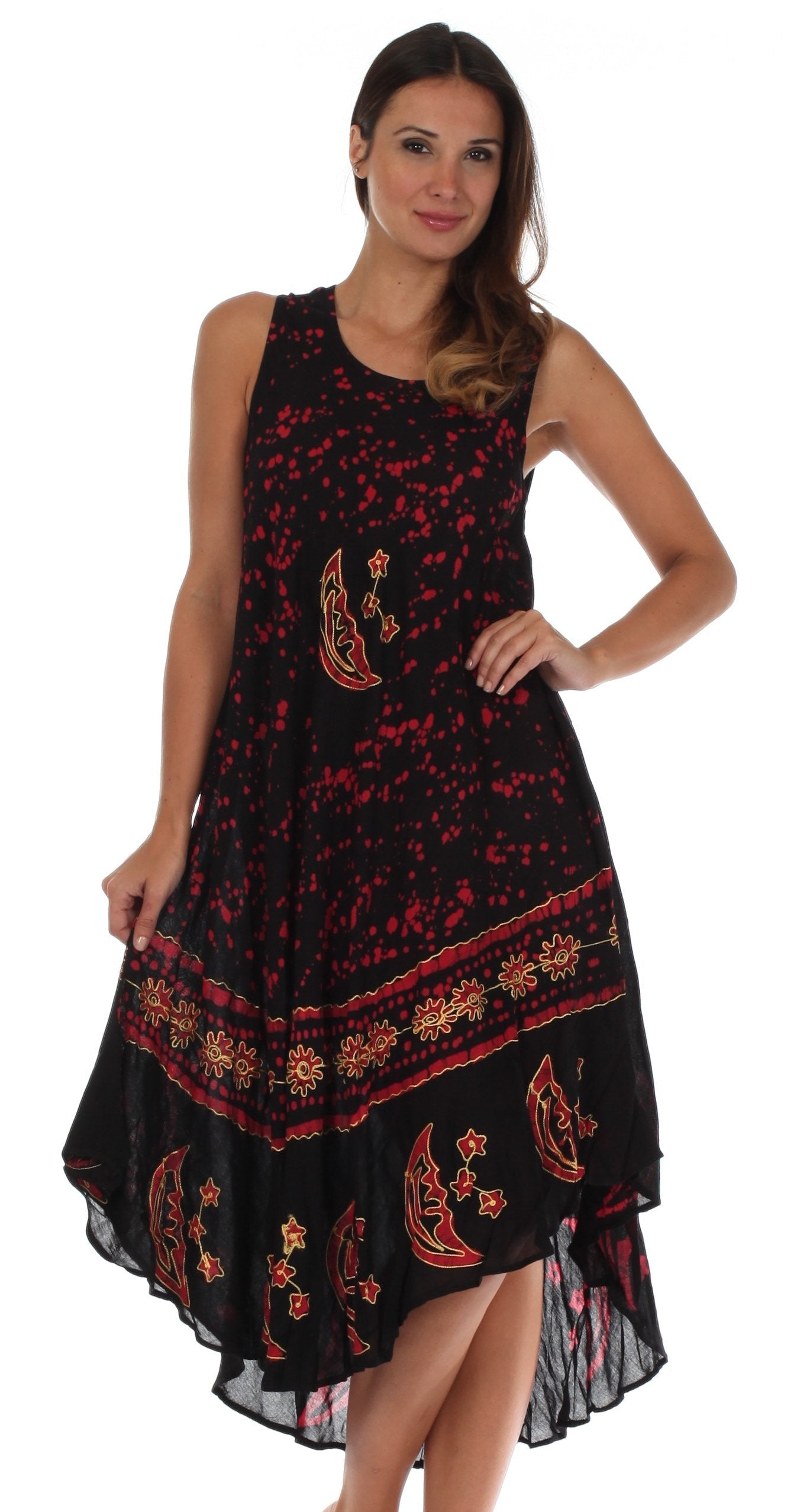 Sakkas Moon and Stars Batik Caftan Tank Dress / Cover Up - Concordia Style Boutique