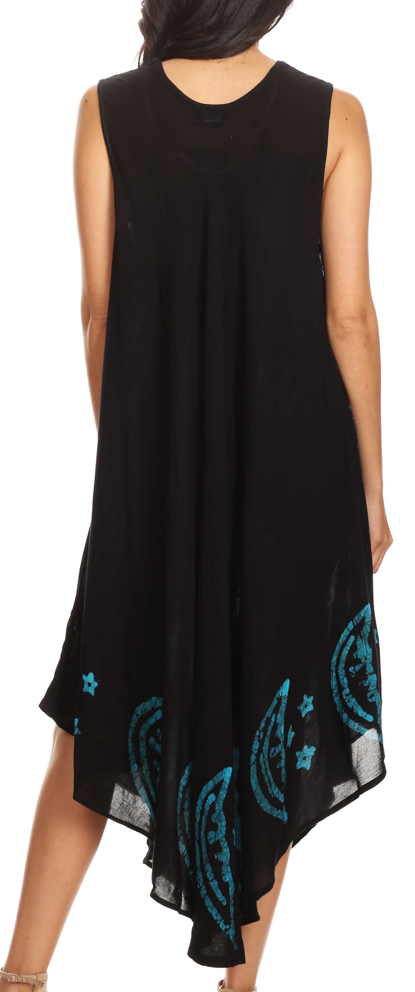 Sakkas Moon and Stars Batik Caftan Tank Dress / Cover Up - Concordia Style Boutique