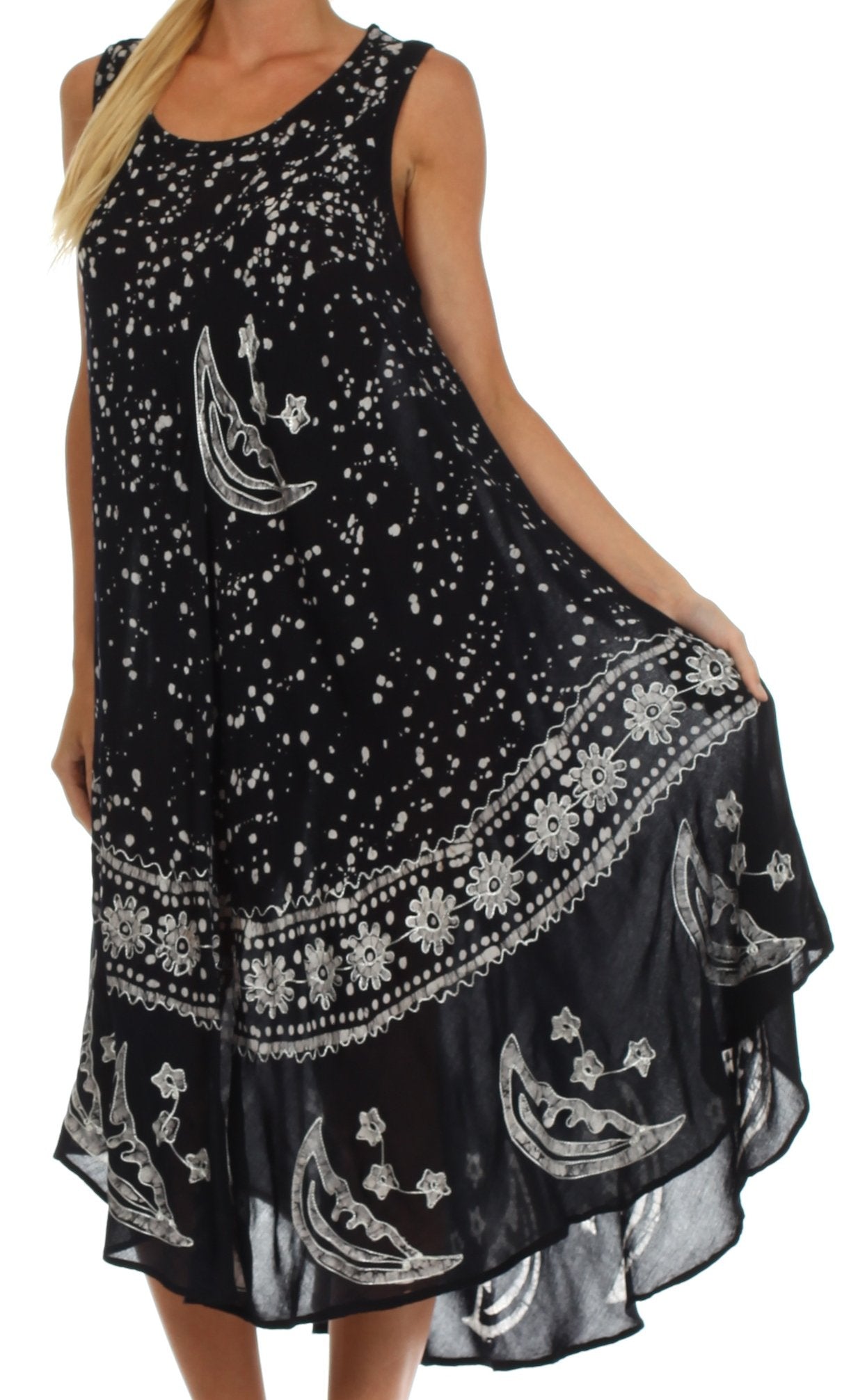 Sakkas Moon and Stars Batik Caftan Tank Dress / Cover Up - Concordia Style Boutique