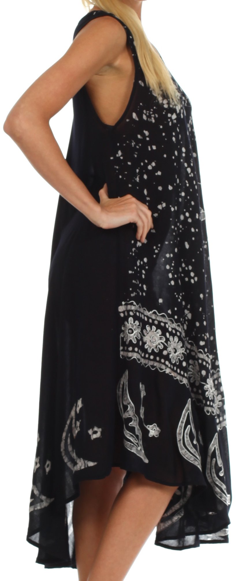 Sakkas Moon and Stars Batik Caftan Tank Dress / Cover Up - Concordia Style Boutique