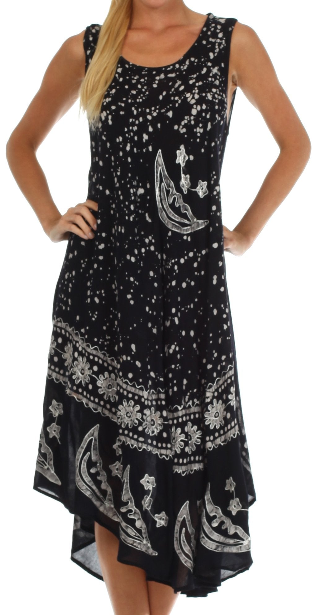 Sakkas Moon and Stars Batik Caftan Tank Dress / Cover Up - Concordia Style Boutique