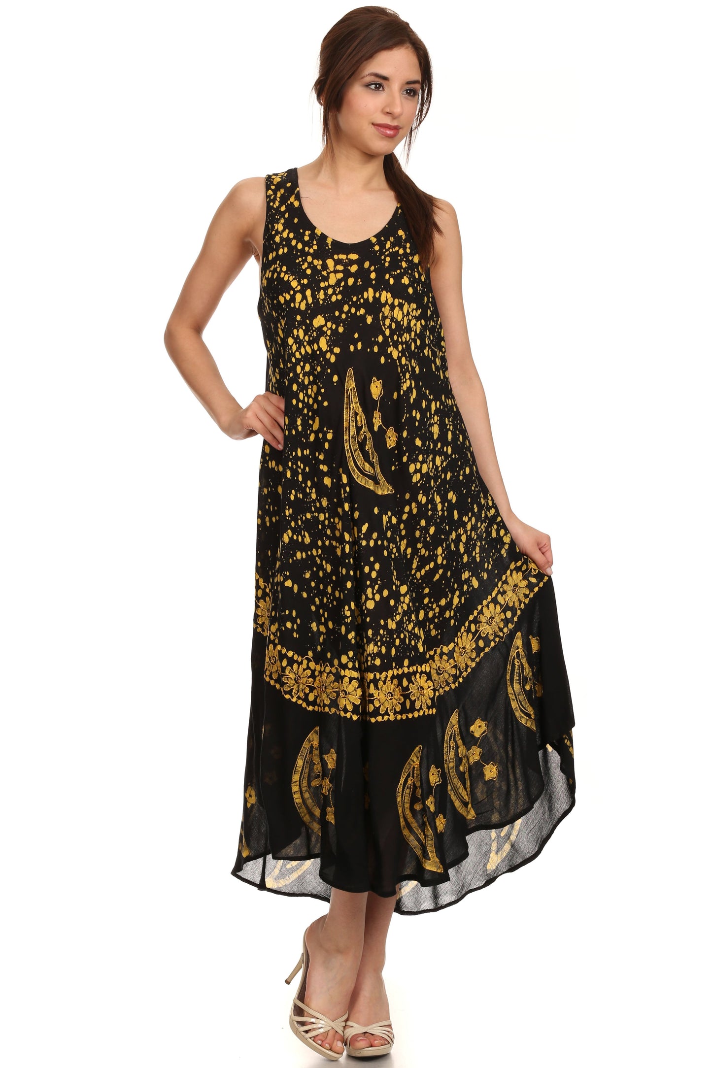 Sakkas Moon and Stars Batik Caftan Tank Dress / Cover Up - Concordia Style Boutique
