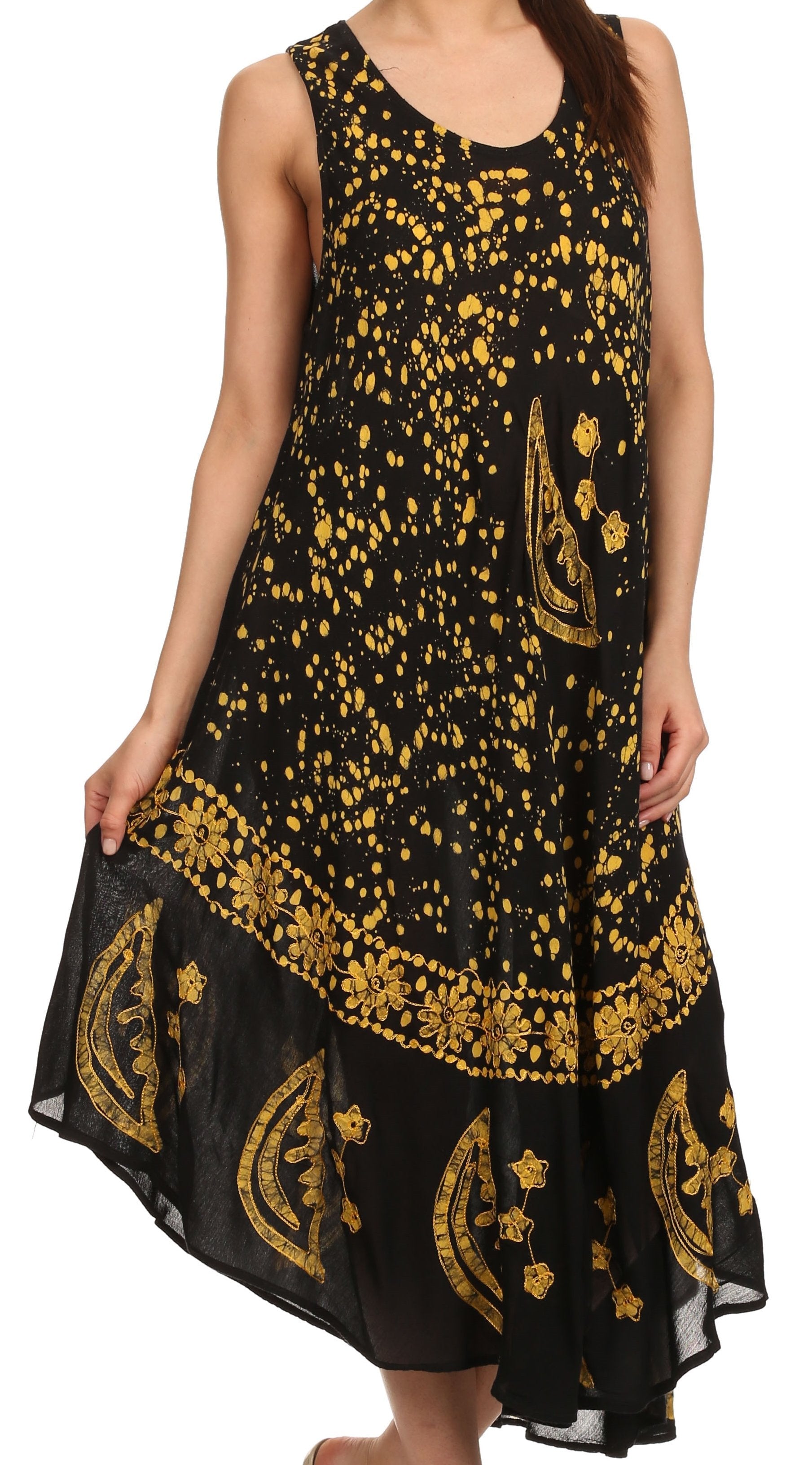 Sakkas Moon and Stars Batik Caftan Tank Dress / Cover Up - Concordia Style Boutique